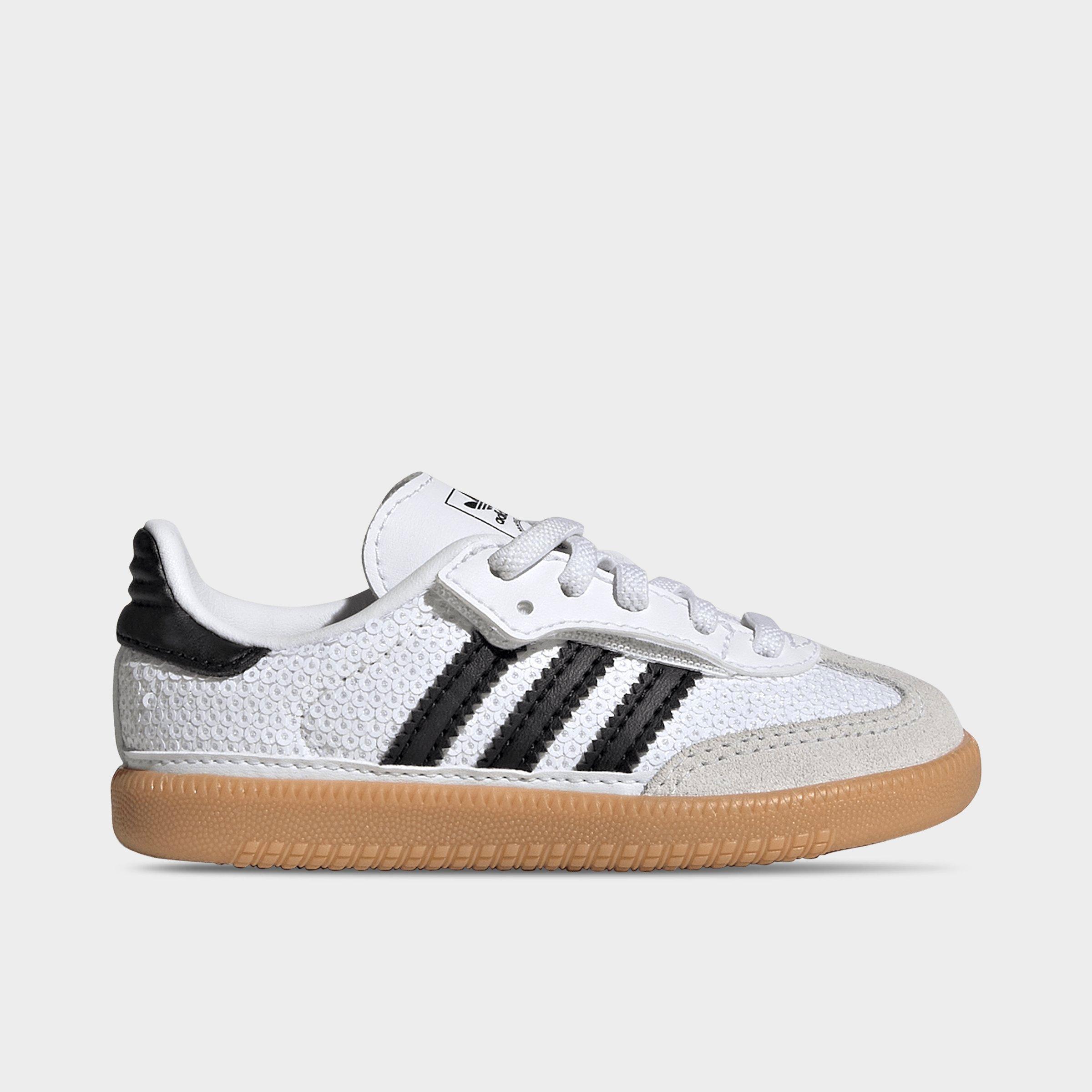 adidas Girls' Toddler Originals Samba OG Sequin Comfort Closure Stretch Lace Casual Shoes in Footwear White/Core Black/Grey One Size: 8.0