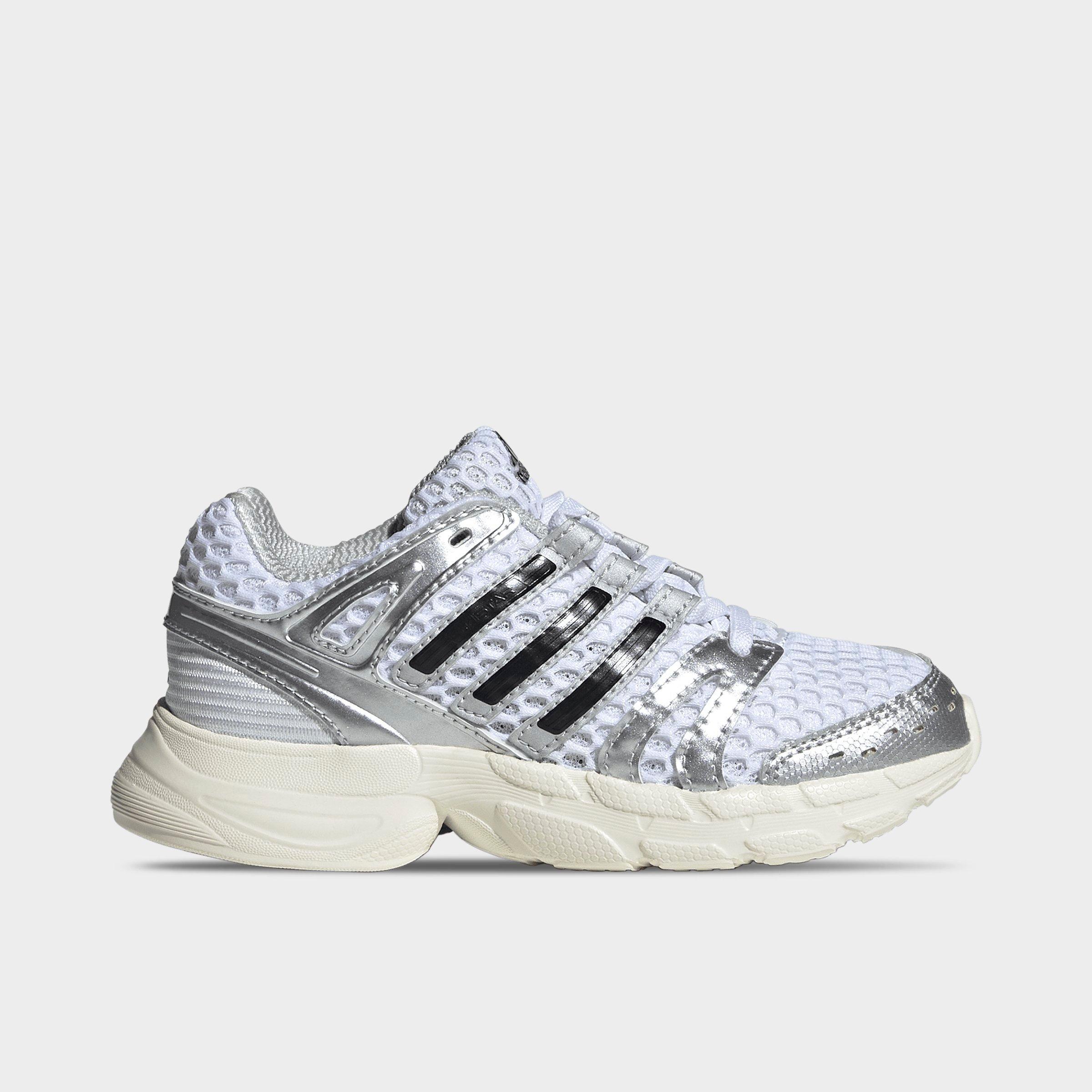adidas Little Kids Adistar Control 5 Stretch Lace Casual Shoes in White/Silver Metallic/Grey Size: 1.5