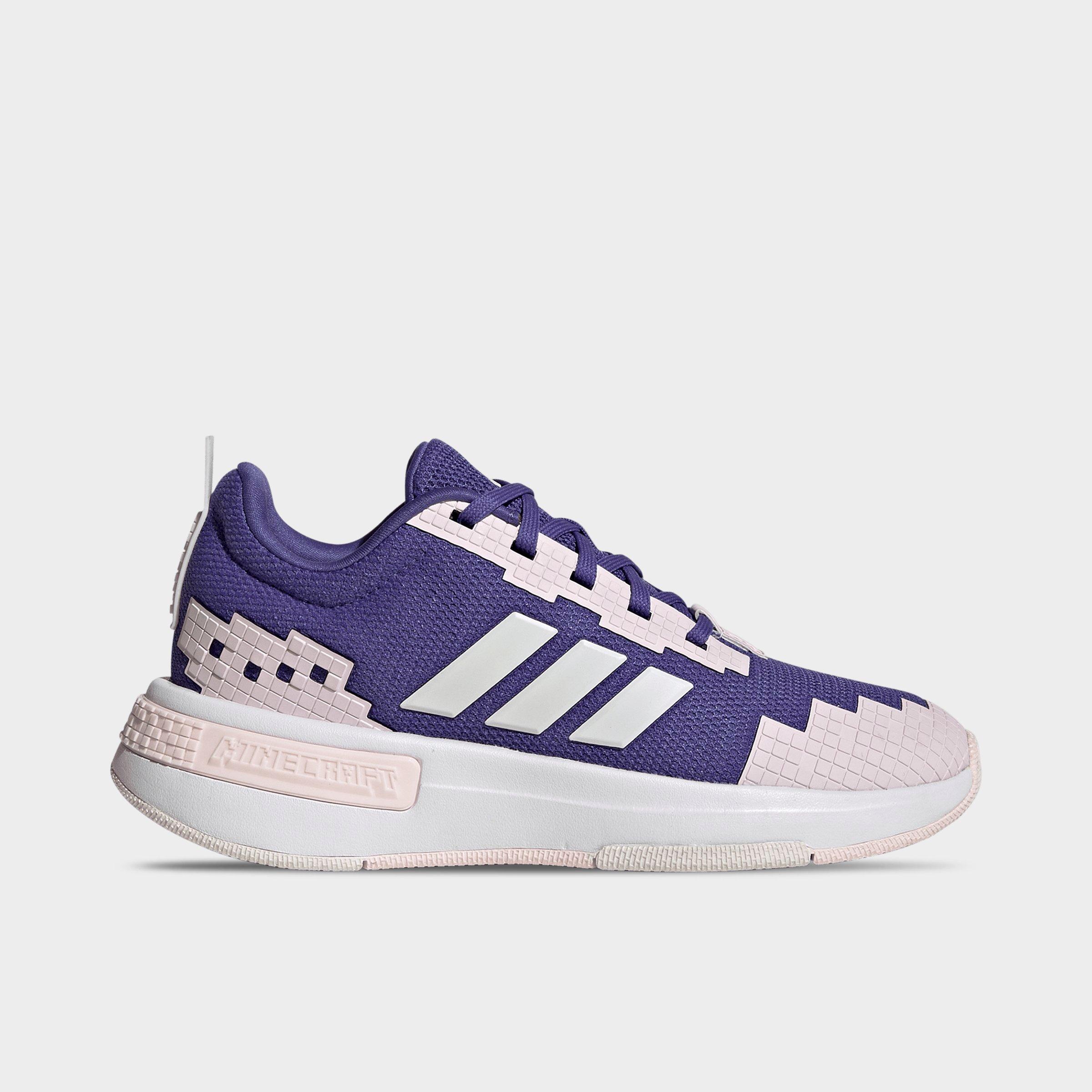 adidas Girls' Big Kids x Minecraft Pro Casual Shoes in Purple/Crystal White/Distilled Pink Size: 4.0