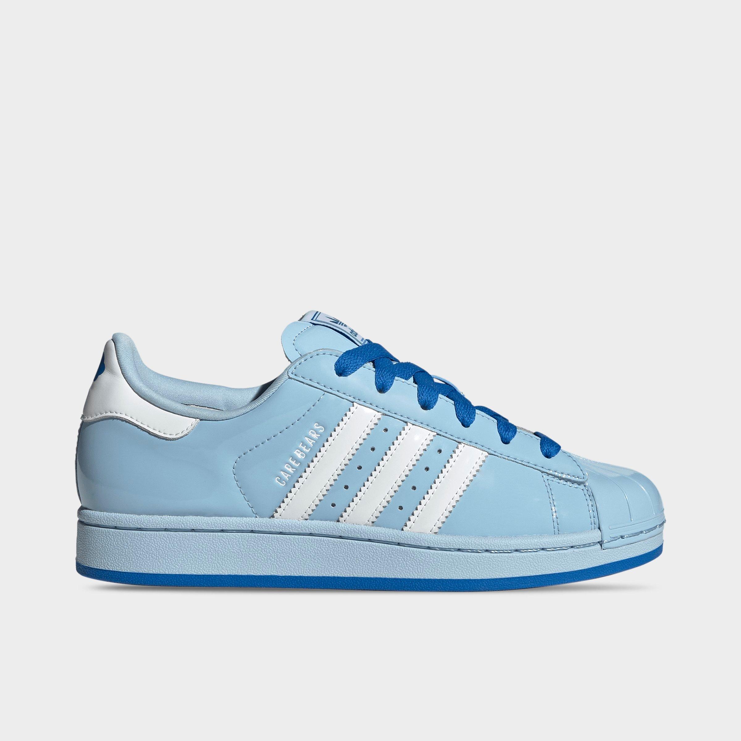 adidas Women's Originals x Care Bears Superstar II Shoes in Clear Sky/Cloud White/Blue Bird Size: 10.5