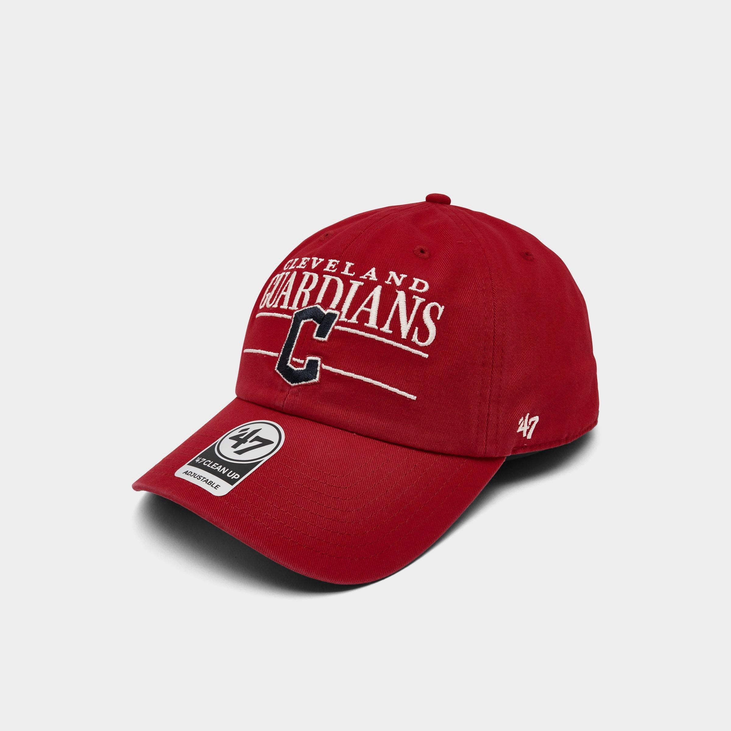 47 Brand '47 Cleveland Guardians MLB Team Name & Logo Clean Up Strapback Hat in Red