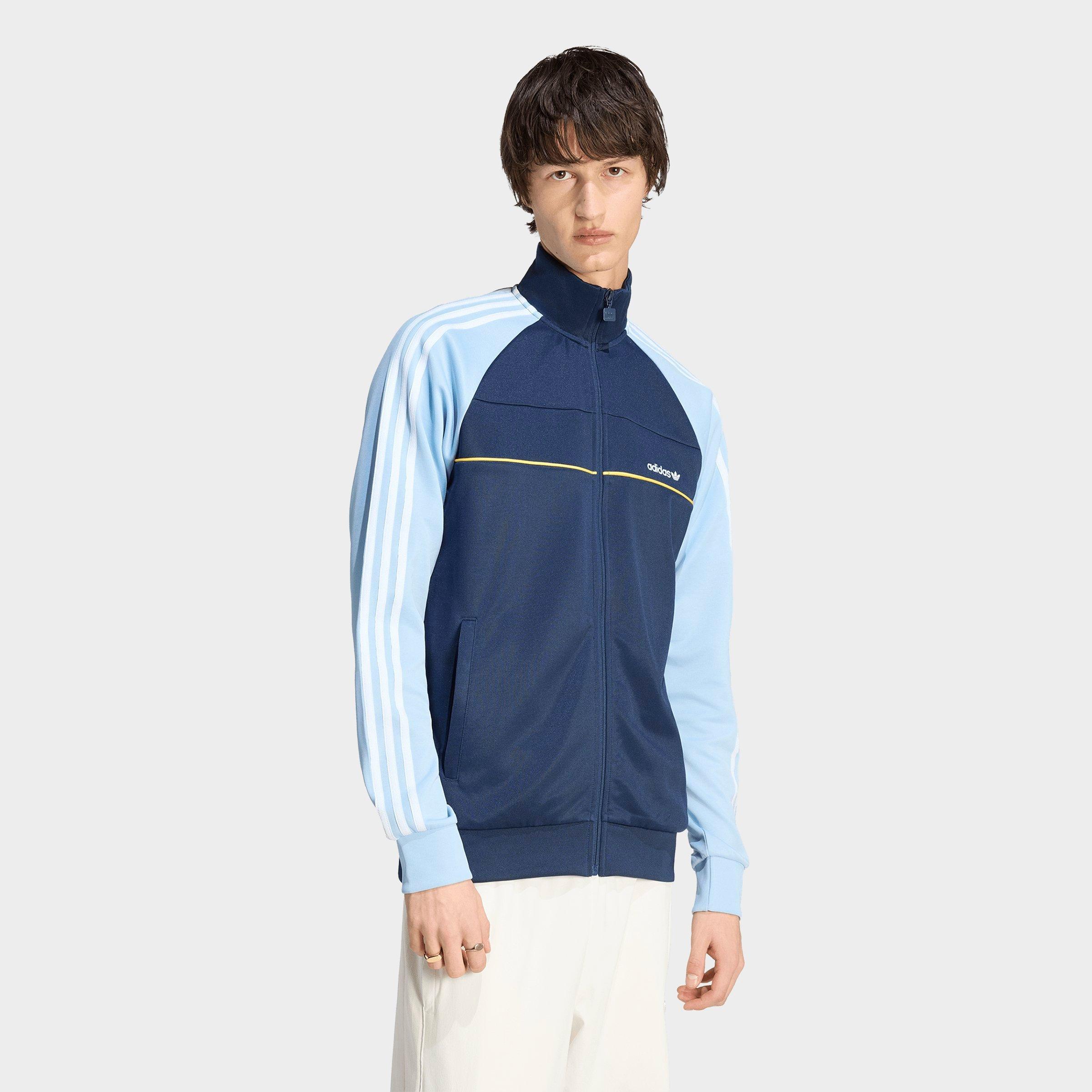 adidas Men's Originals Colorblock Retro Track Top in Collegiate Navy/Clear Sky Size: Large