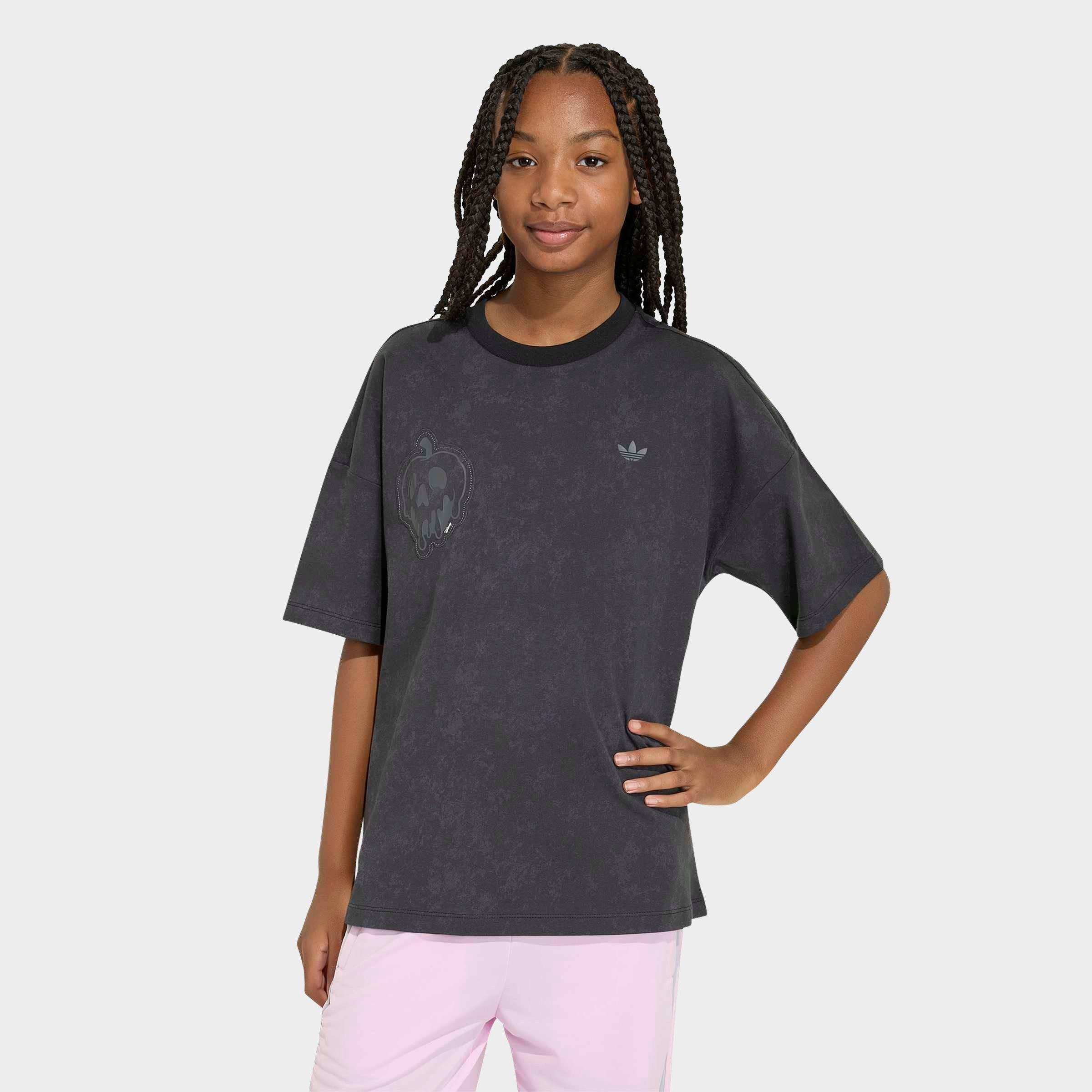 adidas Girls' Big Kids Originals x Disney Villains Oversized Washed T-Shirt in Black Size: Large
