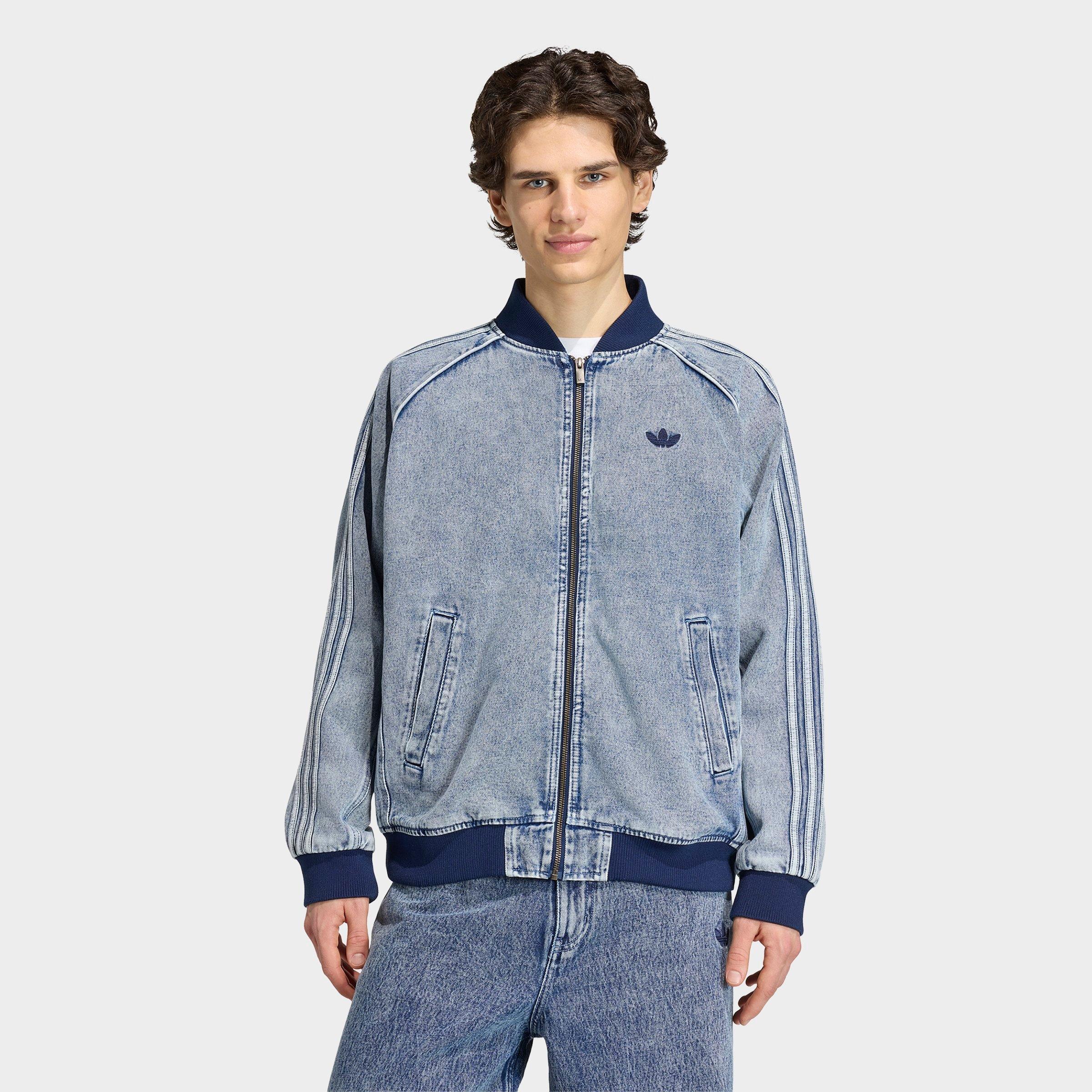 adidas Men's Originals SST Denim Full-Zip Track Top in Light Denim Size: Medium