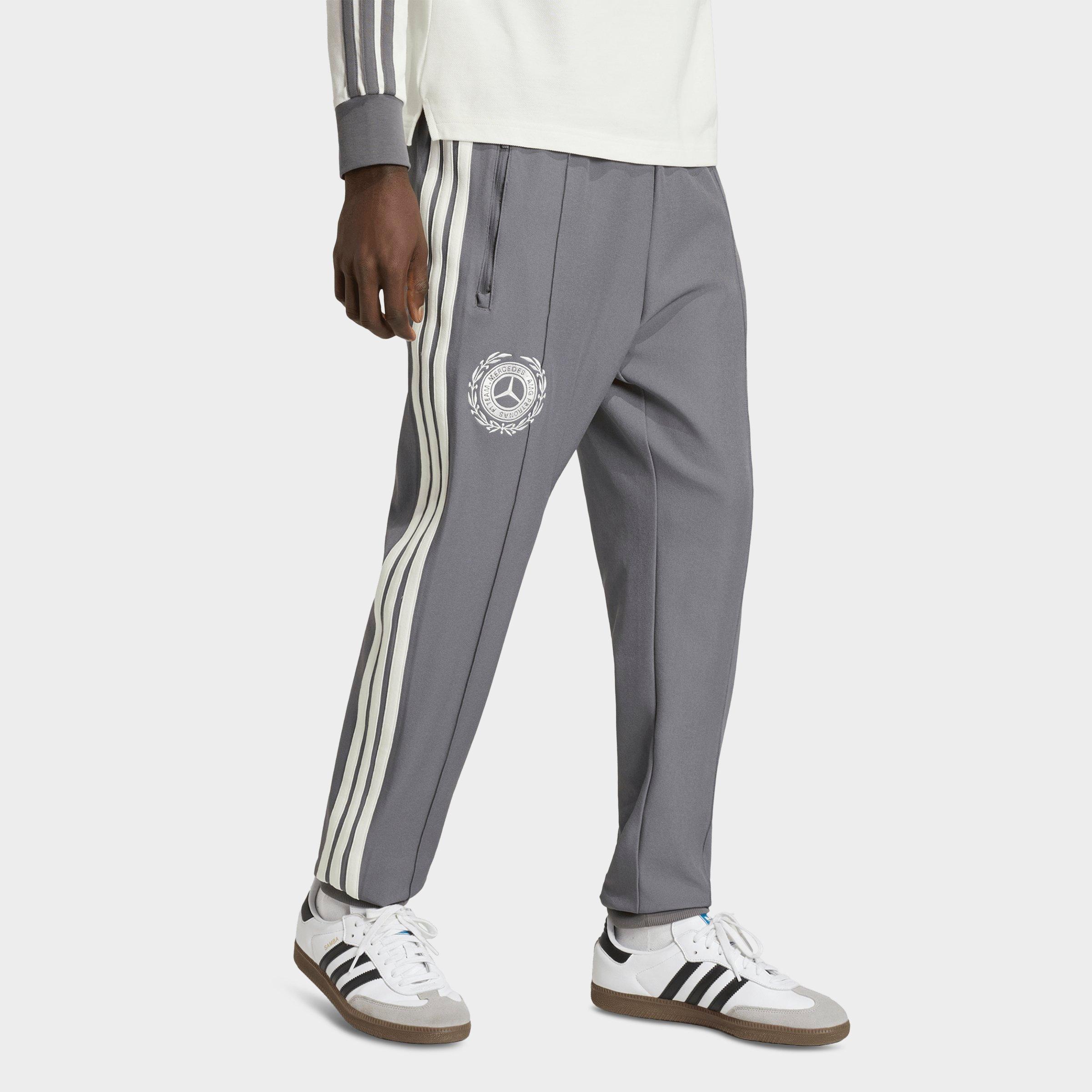 adidas Men's Mercedes-AMG Petronas F1 Team Silver Arrows Icon Track Pants in Granite/Off White Size: Large
