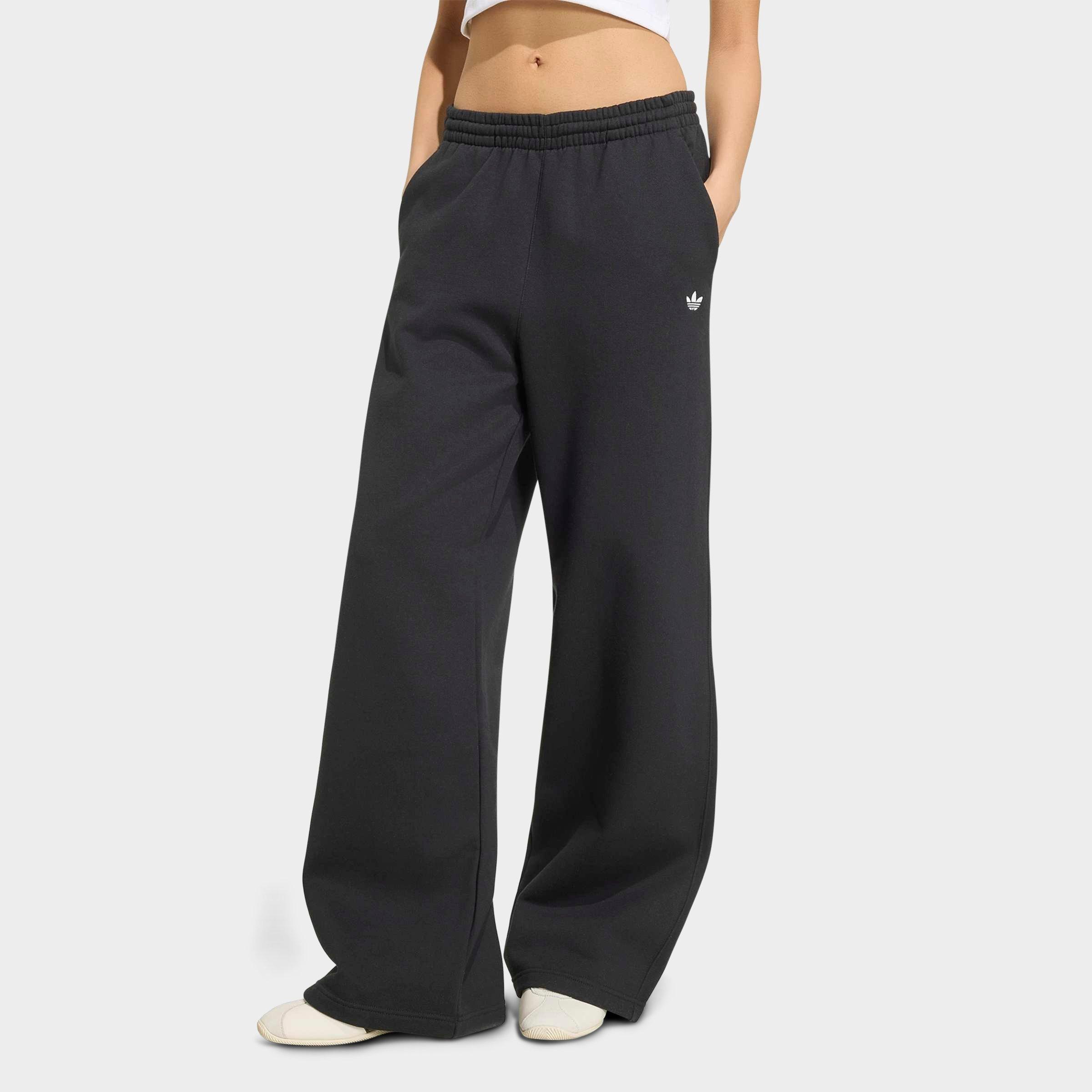adidas Women's Originals Essentials Fleece Wide Leg Pants in Black Size: Medium