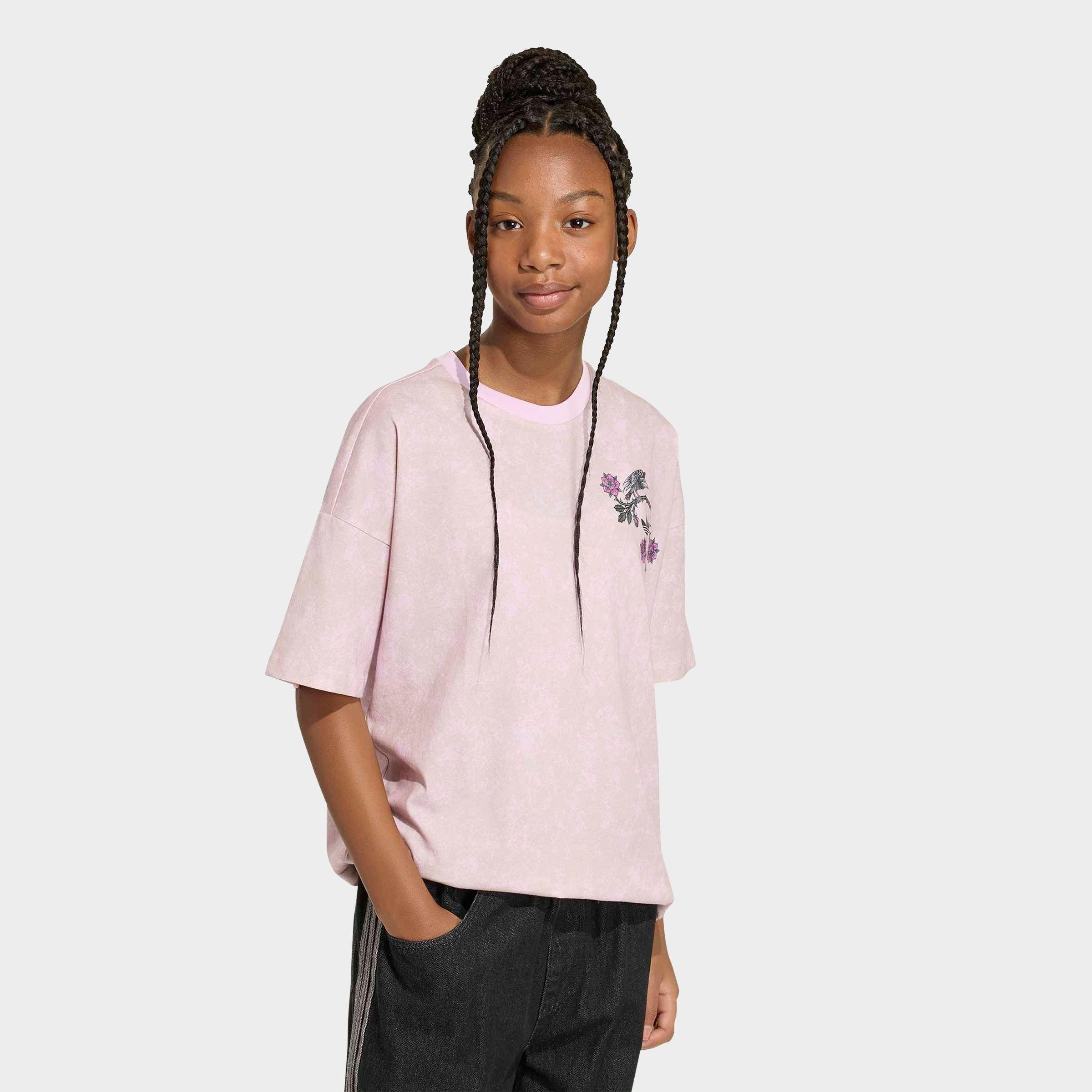 adidas Girls' Big Kids Originals x Disney Villains Oversized Washed T-Shirt in Orchid Fusion Size: Small