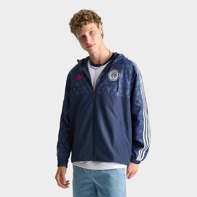 Men's adidas Originals Jacquard Print Soccer Lifestyle Windbreaker Jacket