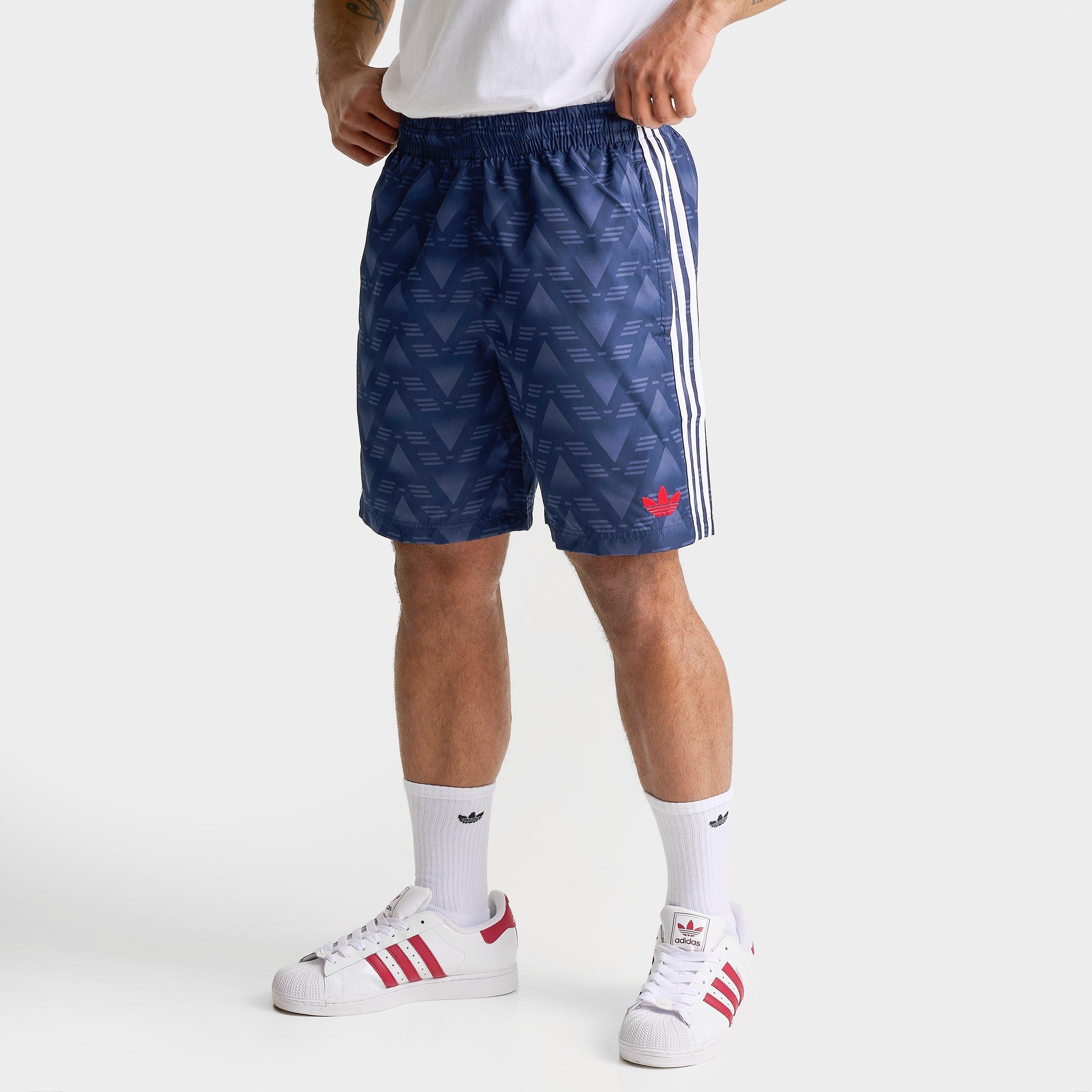 adidas Men's Originals Allover Graphic Print Woven Shorts in Collegiate Navy Size: Medium