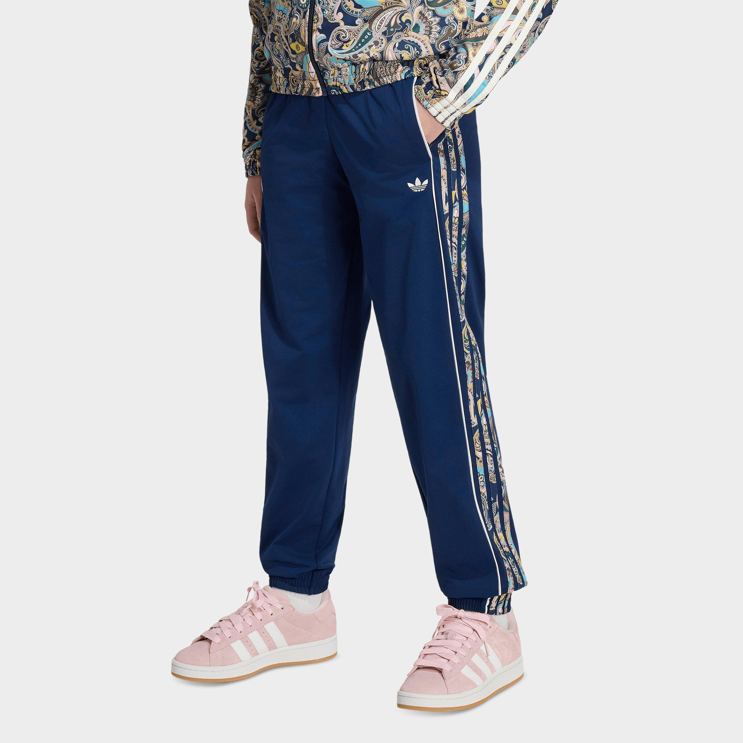adidas Girls' Big Kids Originals Superstar Loose Paisley Track Pants in Night Indigo Size: XL