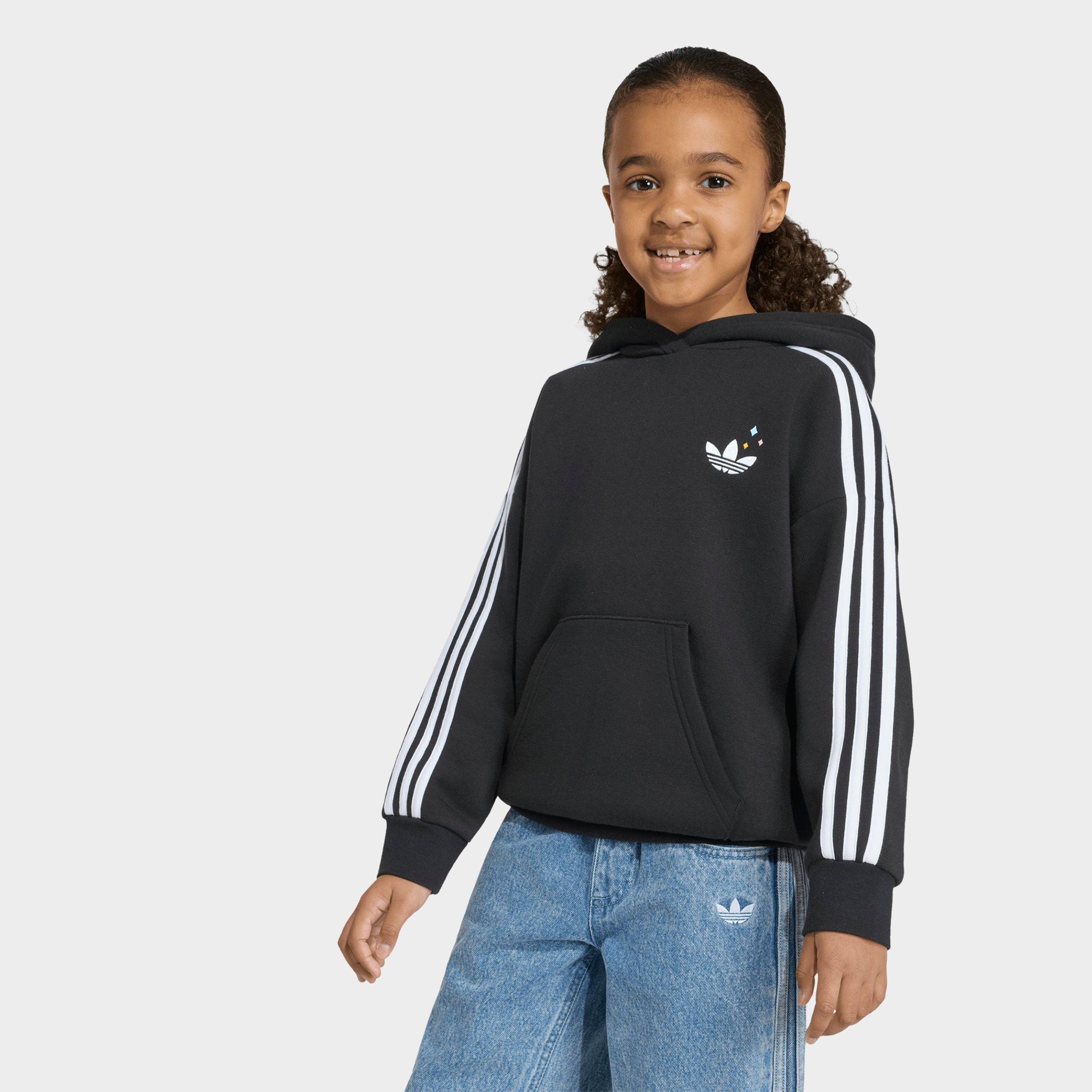 adidas Girls' Little Kids Originals x Care Bears Boxy Oversized Hoodie in Black Size: XXS