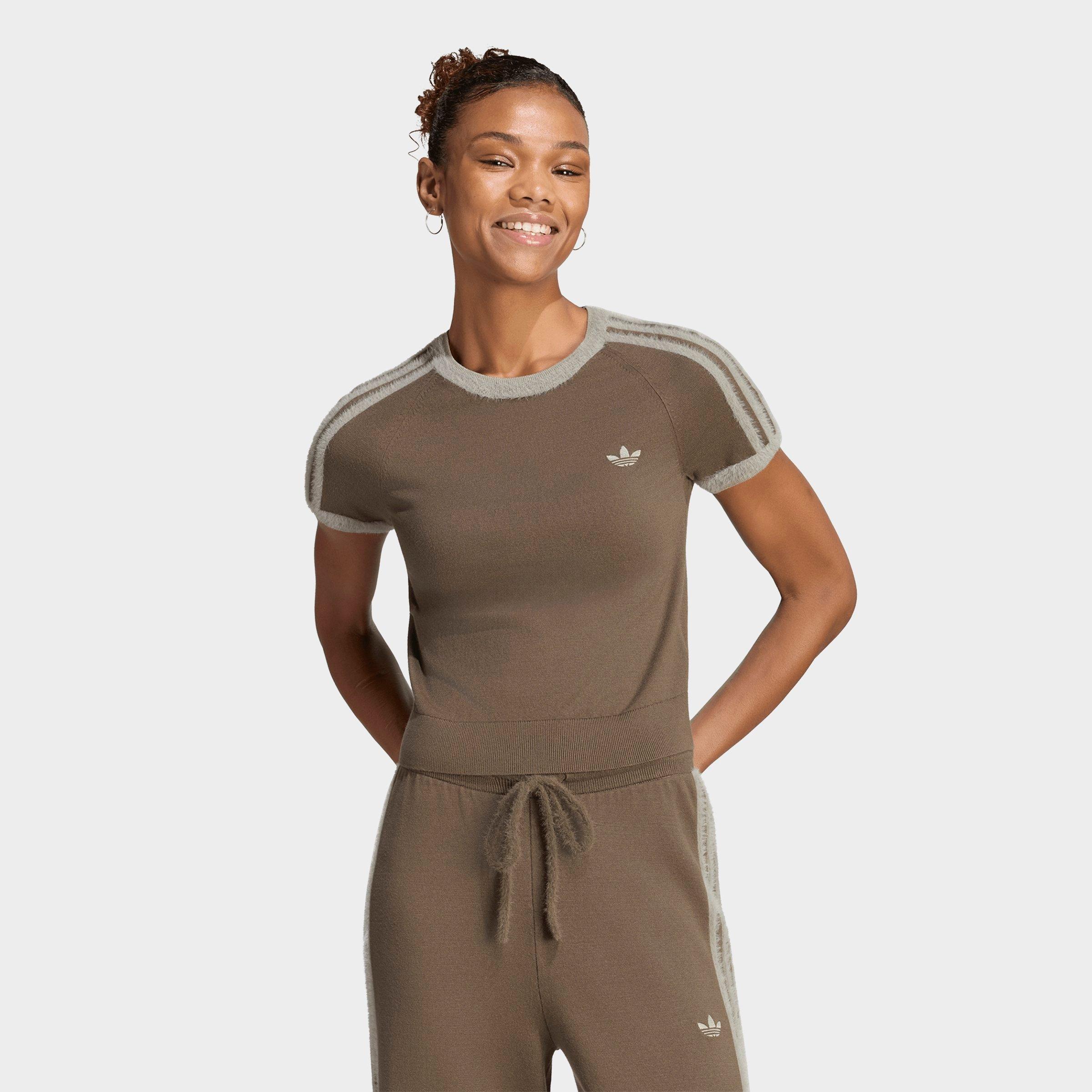 adidas Women's Originals Knitted T-Shirt in Branch/Silver Pebble Size: XXS