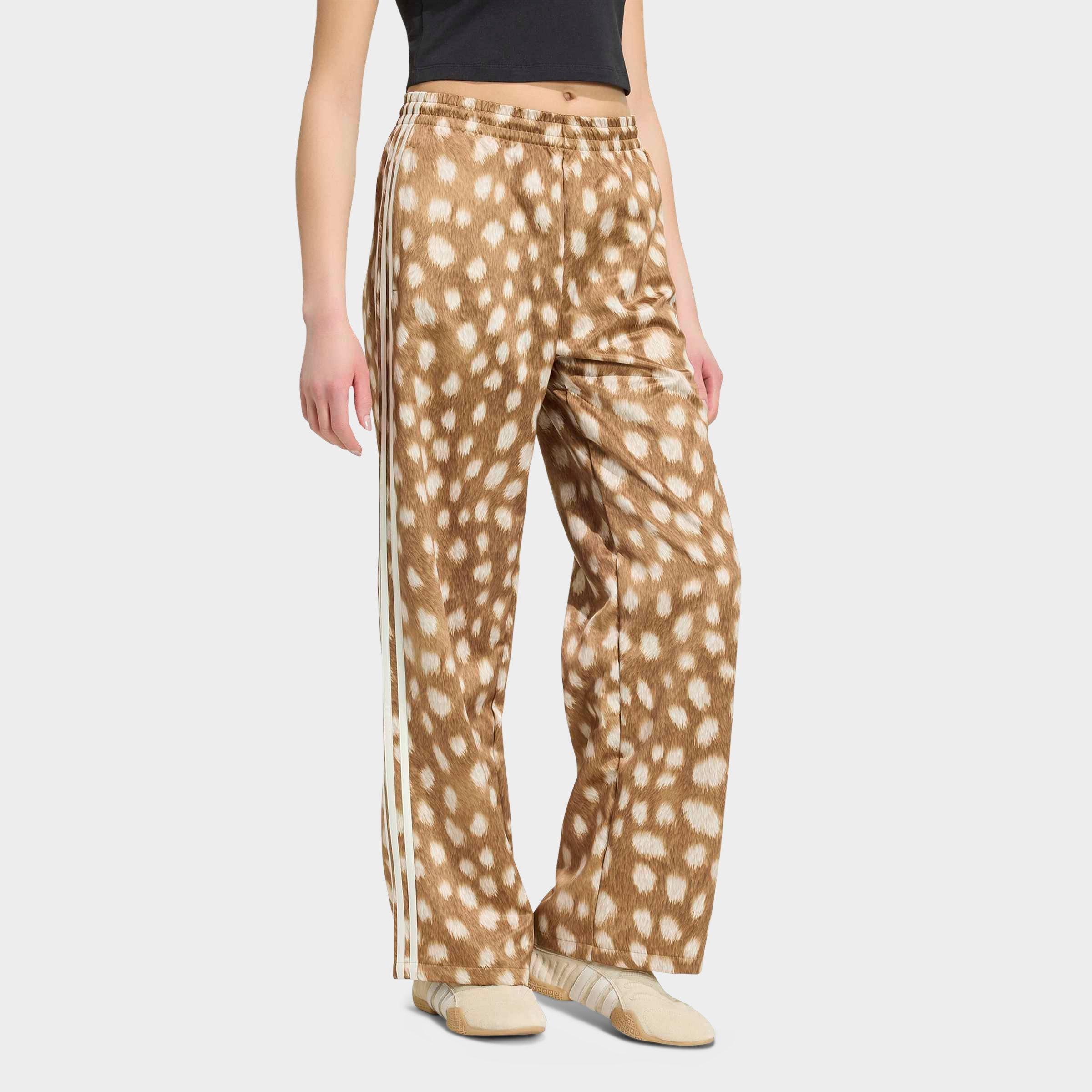 adidas Women's Originals Firebird Animal Print Track Pants in Brown Desert Size: XL
