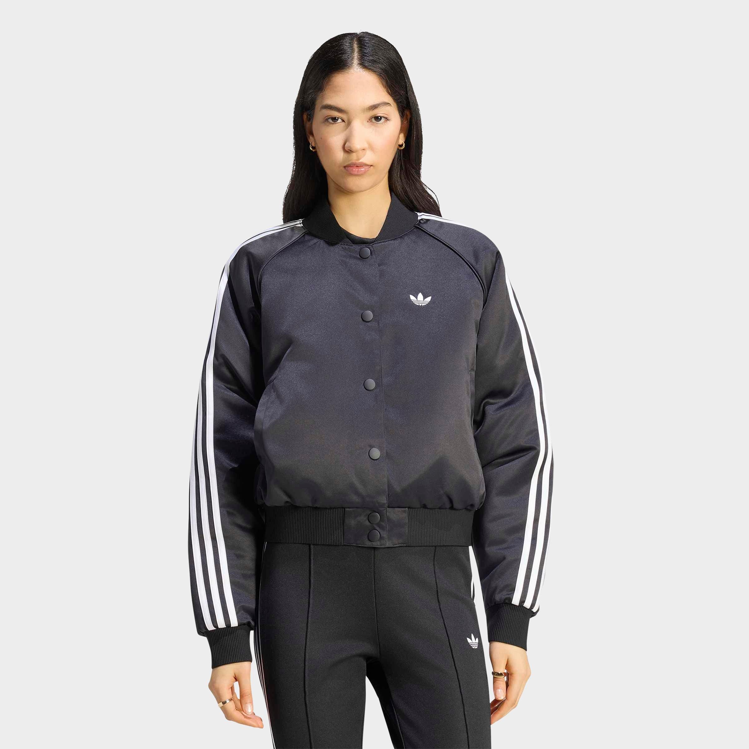 adidas Women's Originals Satin Superstar Bomber Jacket in Black/White/Grey Three Size: Small