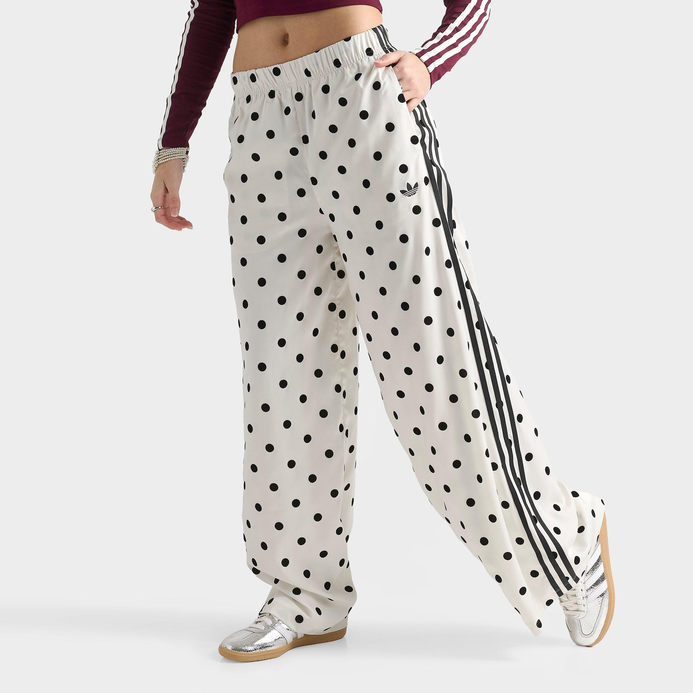 adidas Women's Originals Firebird Polka Dot Satin Wide-Leg Track Pants