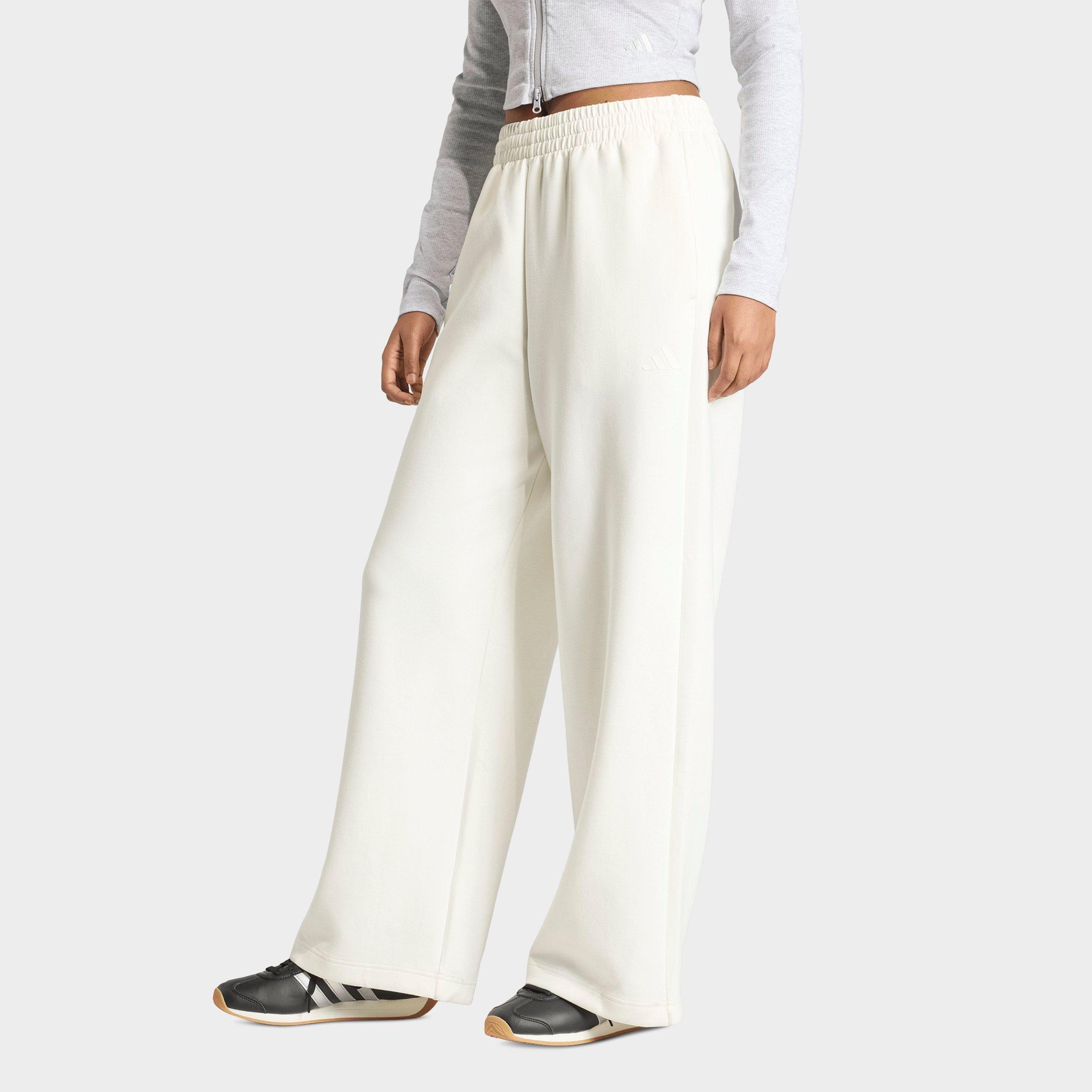 adidas Women's Sportswear Soft Lux Straight Leg Pants in Off White Size: Small