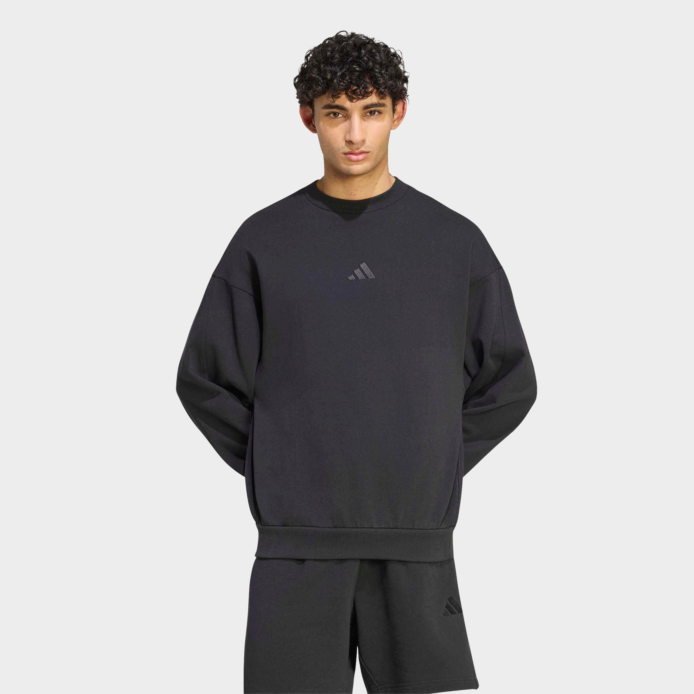 adidas Men's KIT Small Logo French Terry Sweatshirt in Black Size: XS