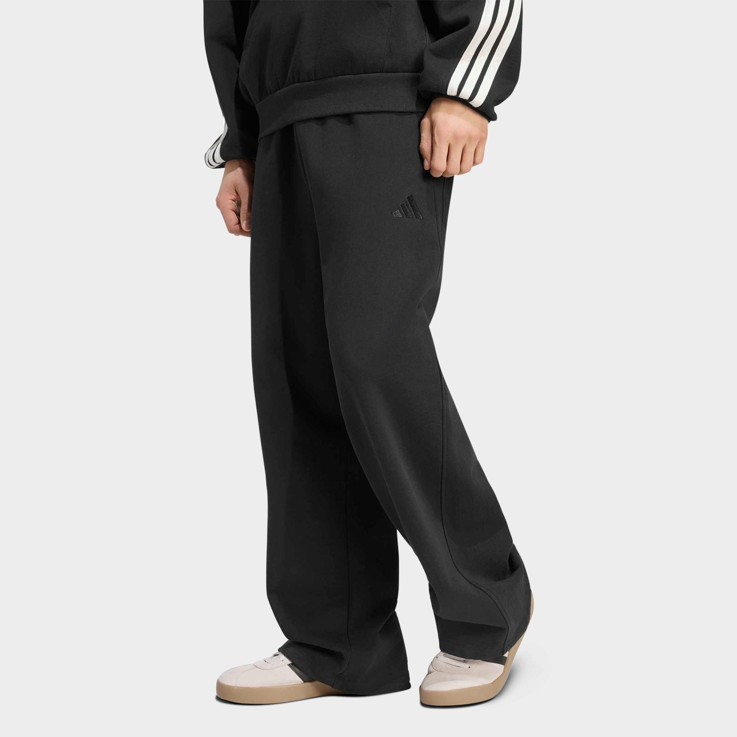 adidas Men's KIT Small Logo Wide French Terry Pants in Black Size: XS