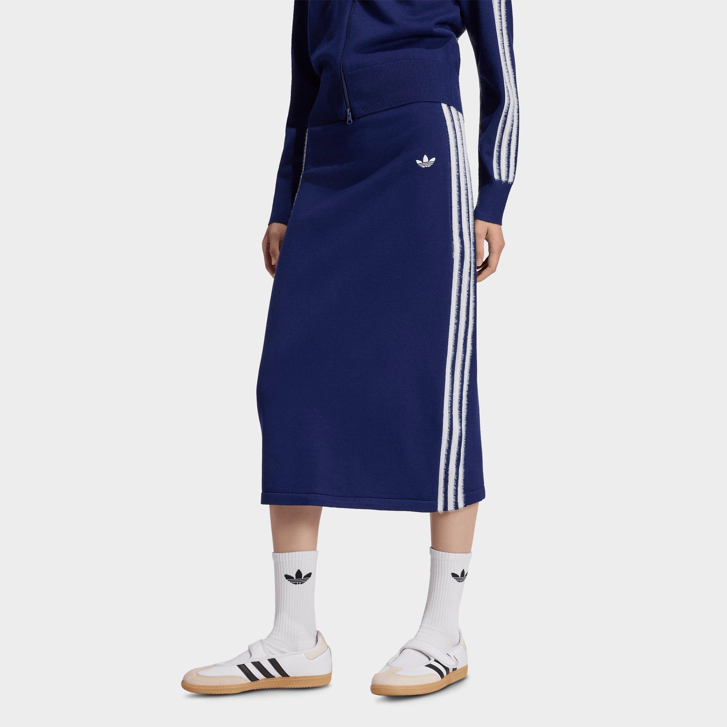 adidas Women's Originals Knitted Skirt in Dark Blue/White Size: Large