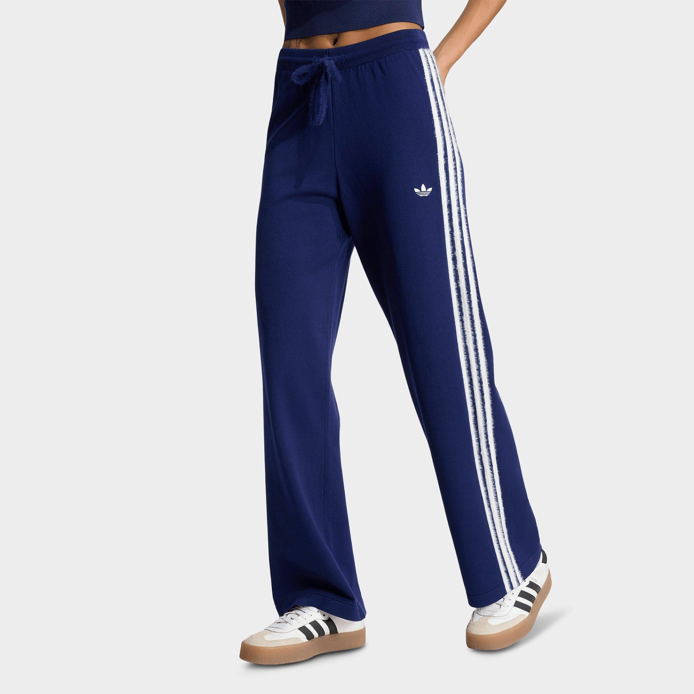 adidas Women's Originals Firebird Knit Track Pants in Dark Blue/White Size: Medium