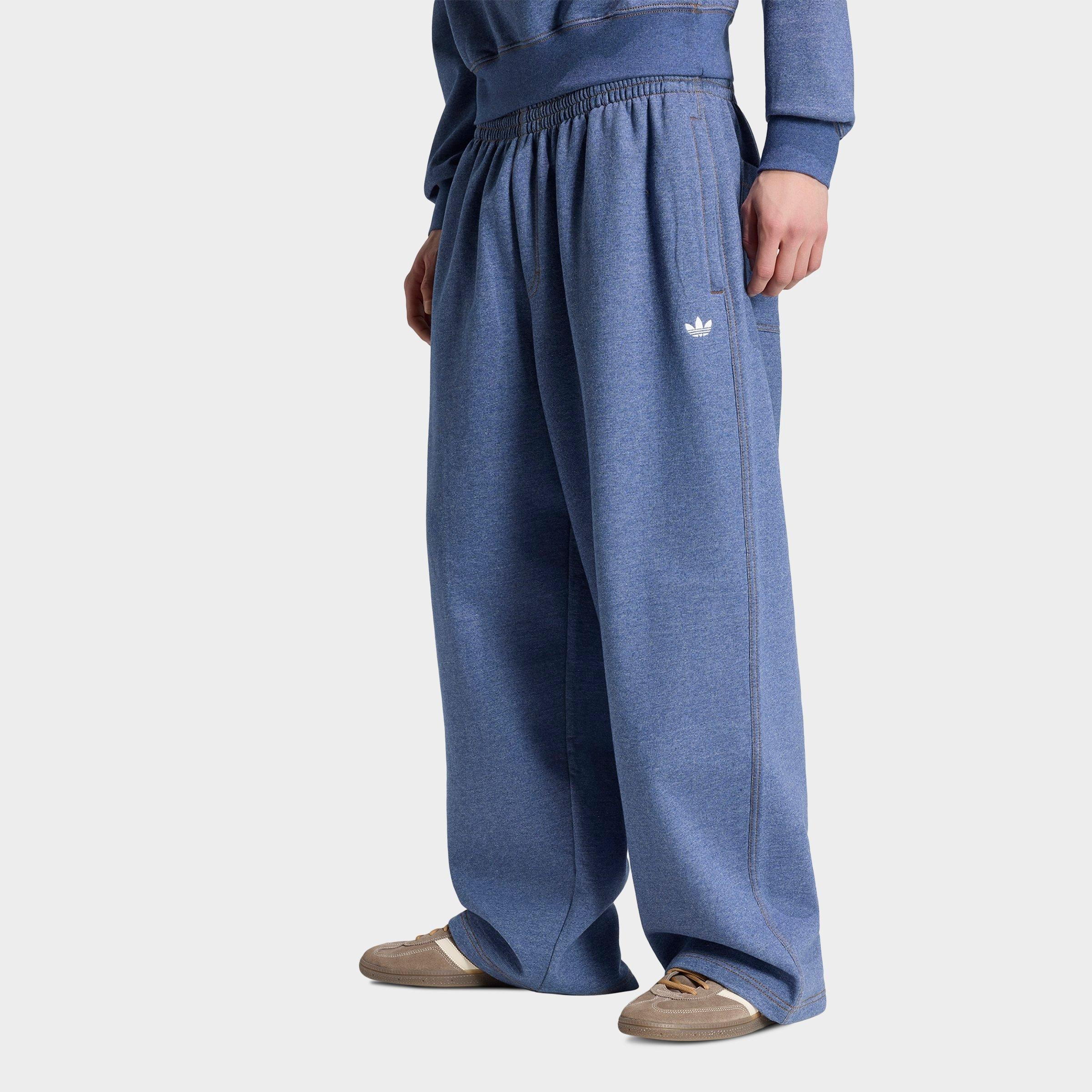 adidas Men's Originals Trefoil Essentials Melange Baggy Sweatpants in Crew Blue Melange Size: 2XL