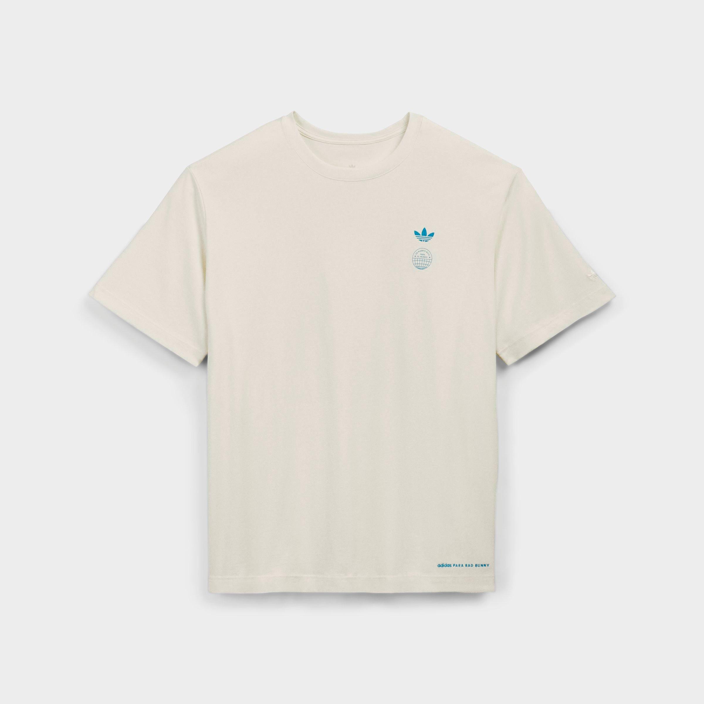 adidas Men's Originals x Bad Bunny DTmF Chile Graphic Oversized Heavyweight T-Shirt in Cream White Size: Medium