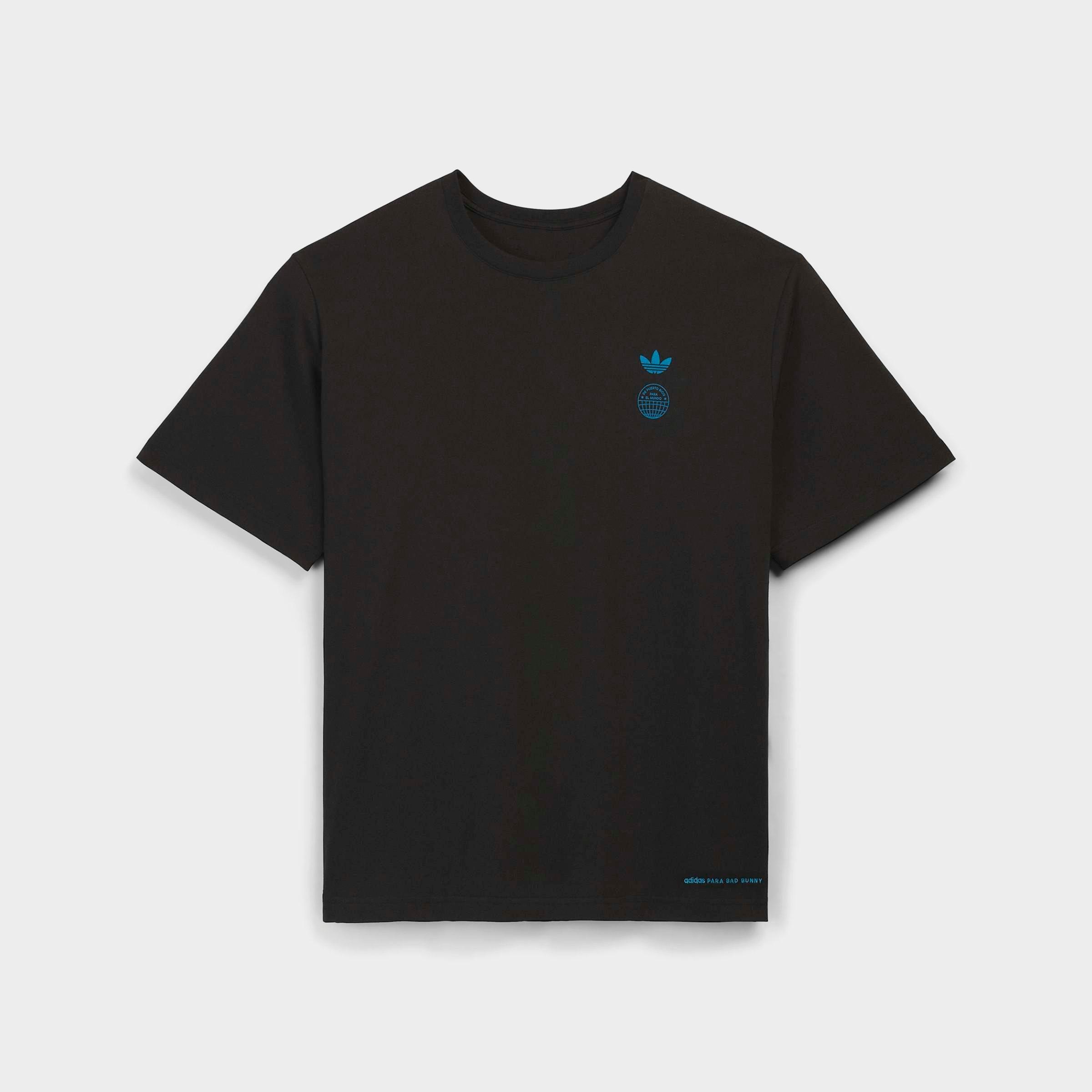 adidas Men's Originals x Bad Bunny DTmF Madrid Graphic Oversized Heavyweight T-Shirt in Black Size: XL