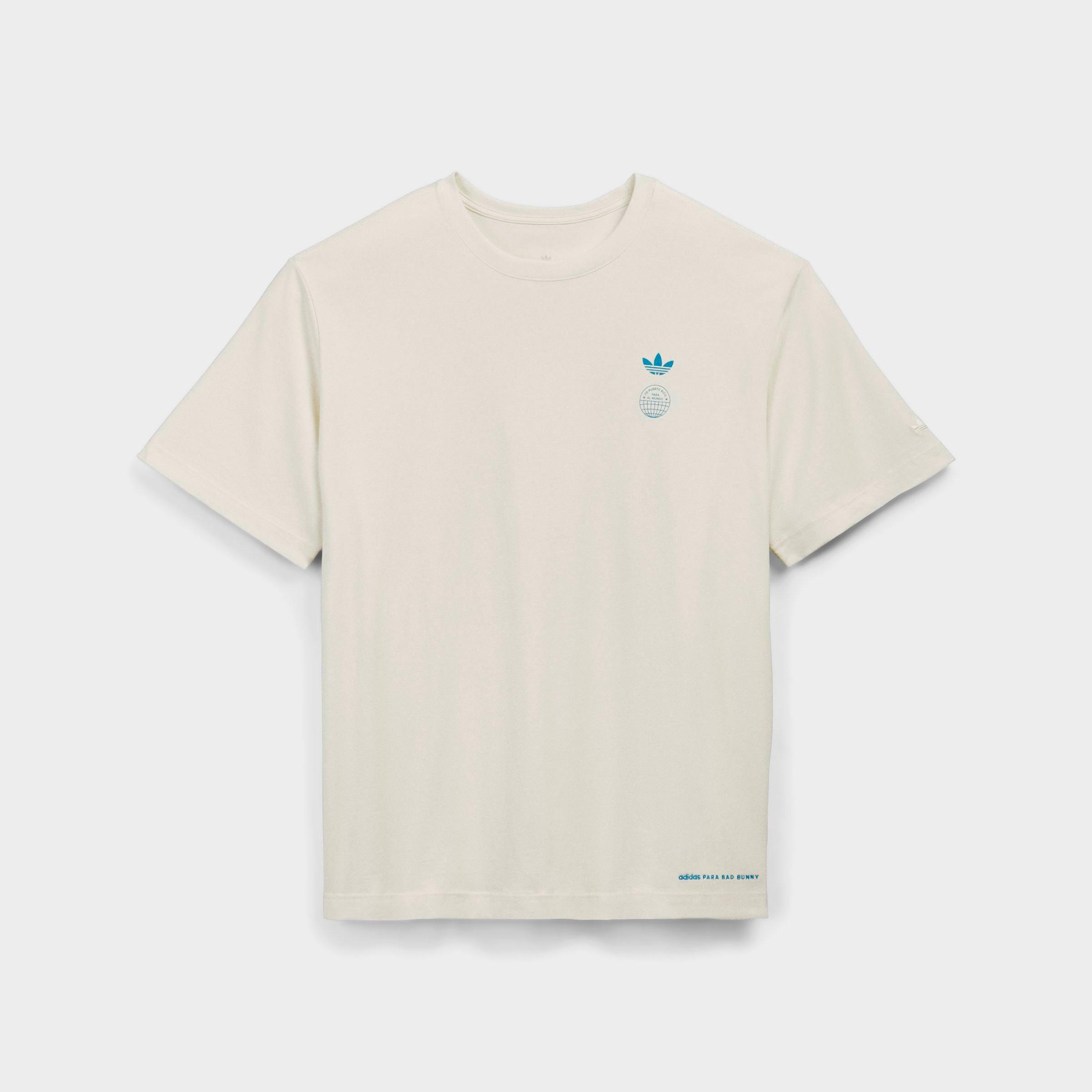 adidas Men's Originals x Bad Bunny DTmF Madrid Graphic Oversized Heavyweight T-Shirt in Cream White Size: Medium