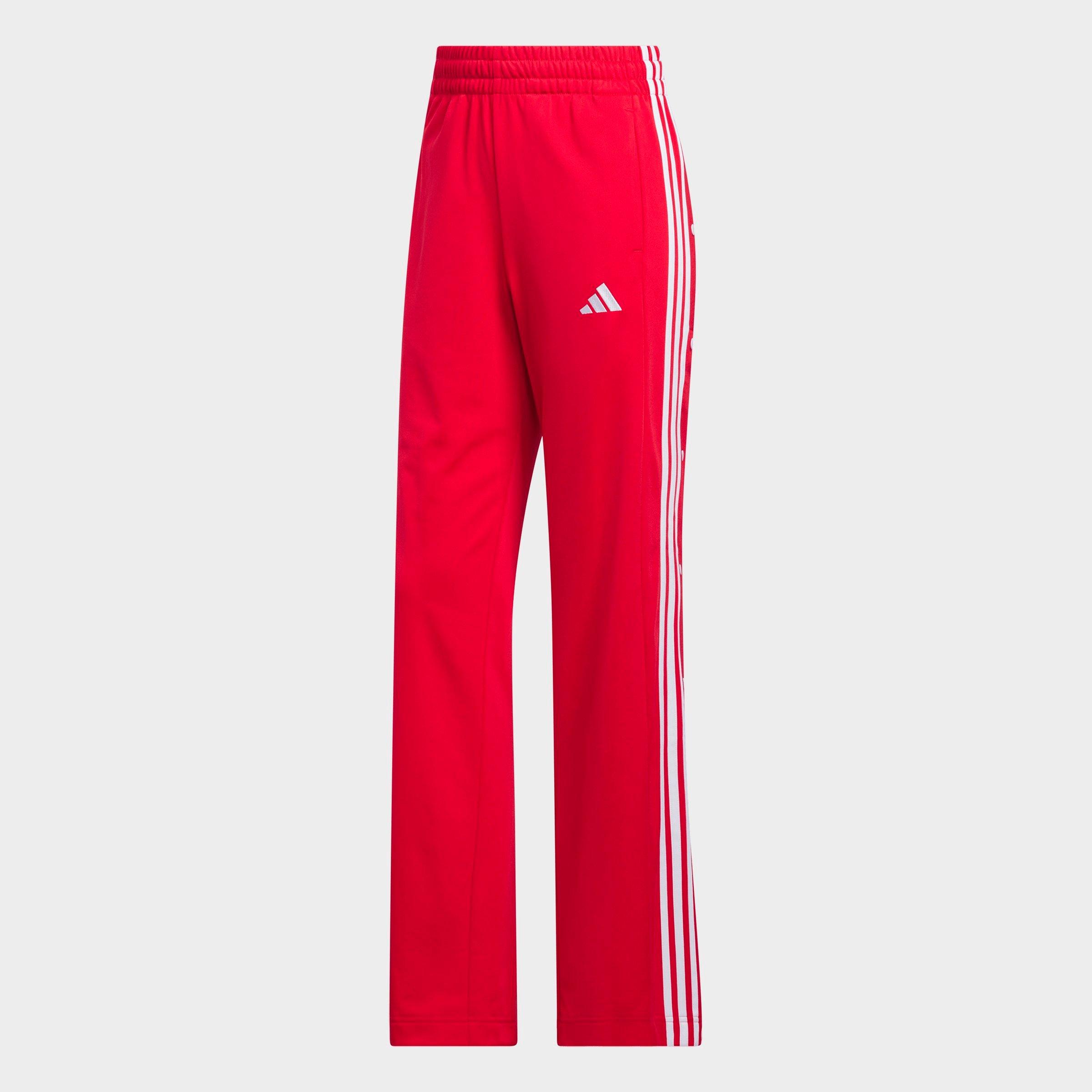 adidas Women's Sportswear Tricot 3-Stripes Snap Pants in Pure Ruby Size: 2XL
