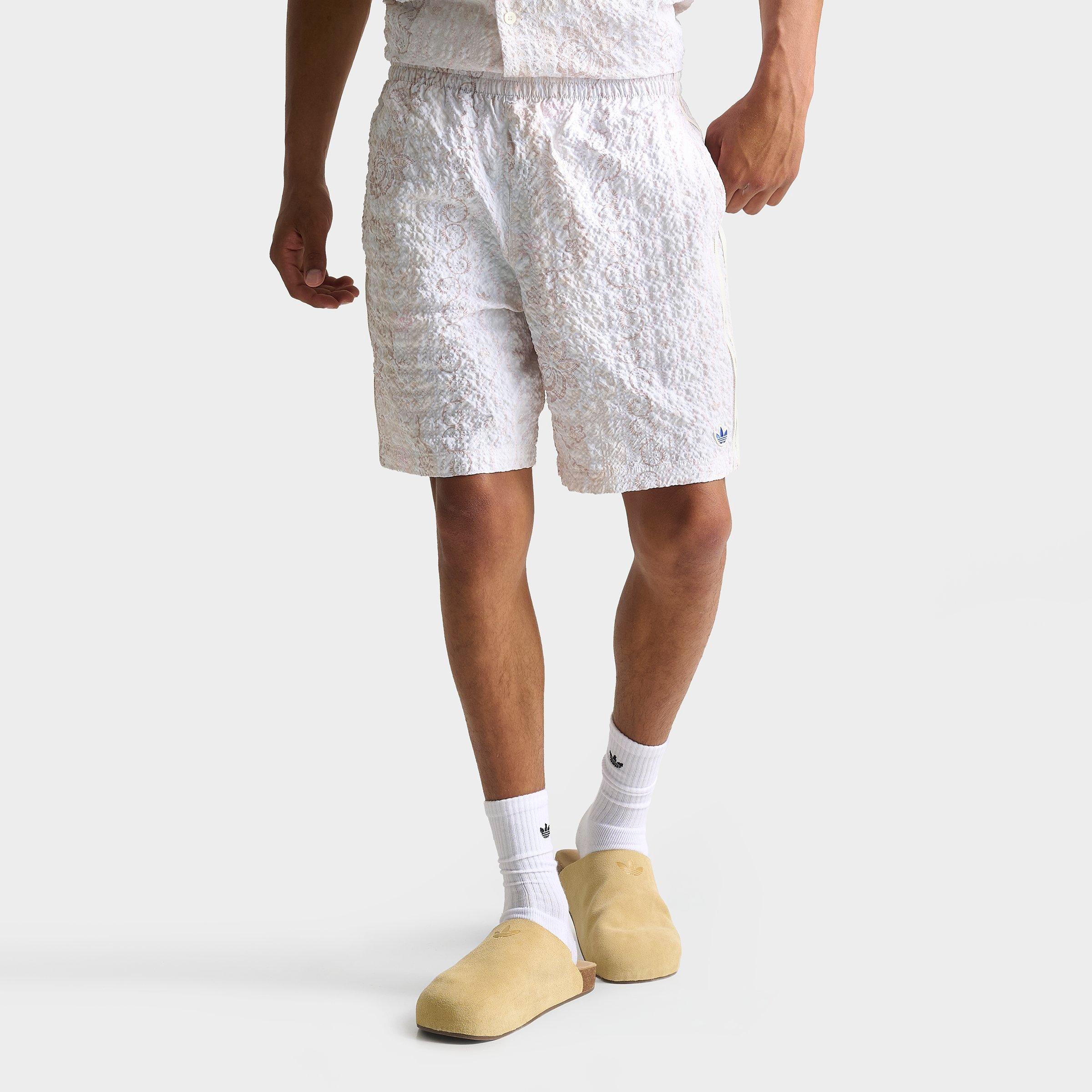 adidas Men's Originals Summer Glow Printed Seersucker Shorts in Off White Size: XL