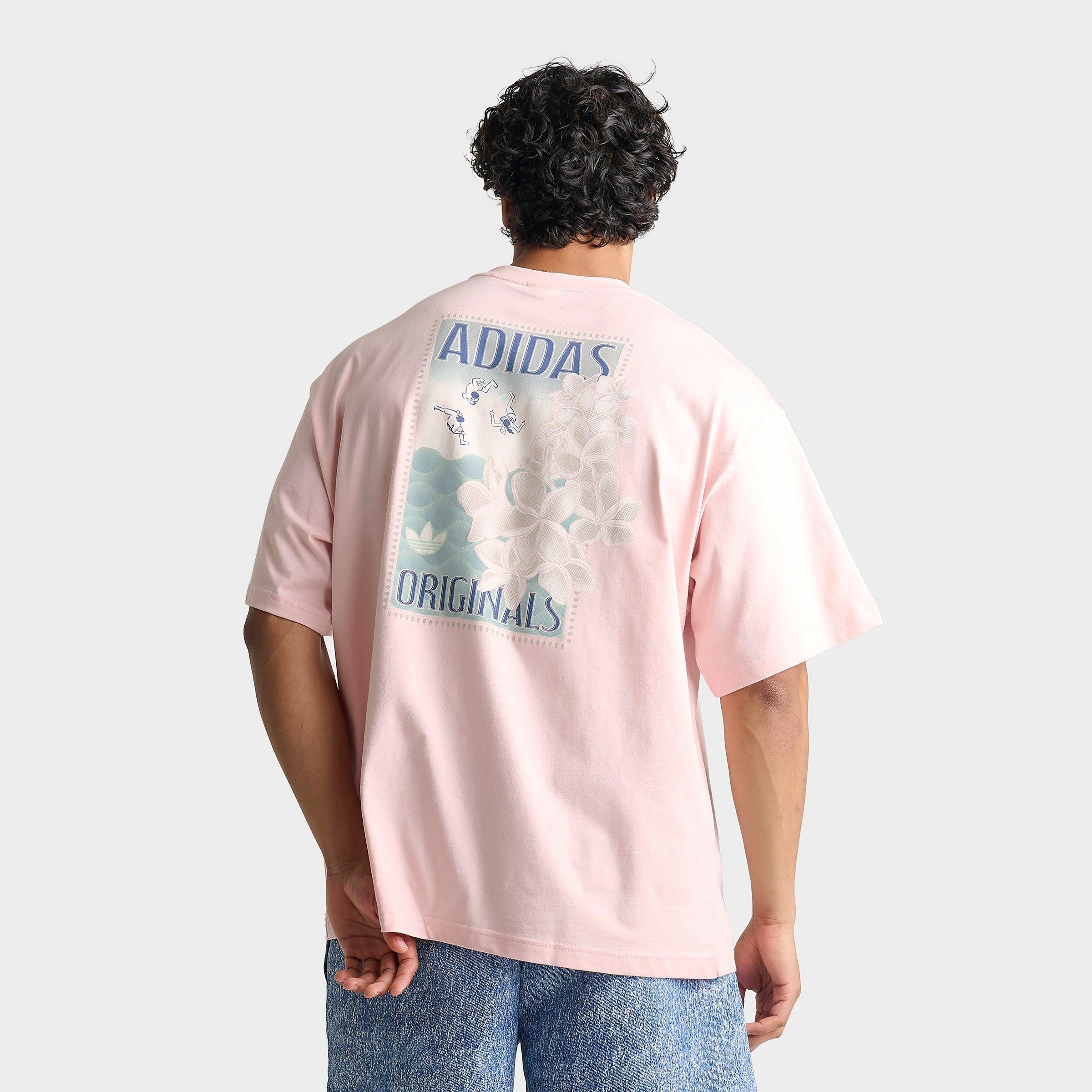adidas Men's Originals Summer Graphic T-Shirt in Sandy Pink Size: Small