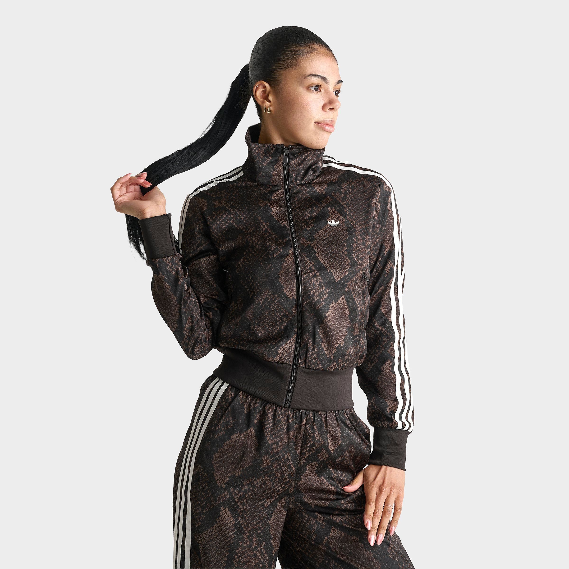 adidas Women's Originals Satin Snake Print Firebird Full-Zip Track Jacket