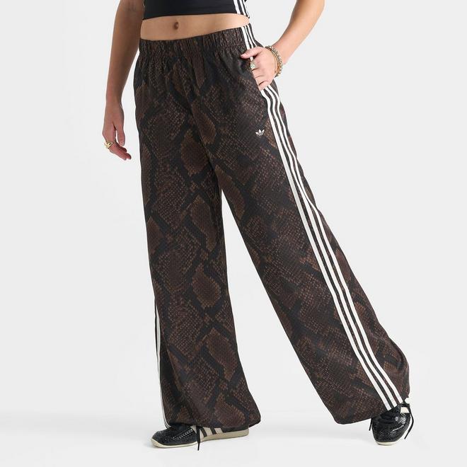 Women's adidas Originals Satin Snake Print Wide Leg Track Pants
