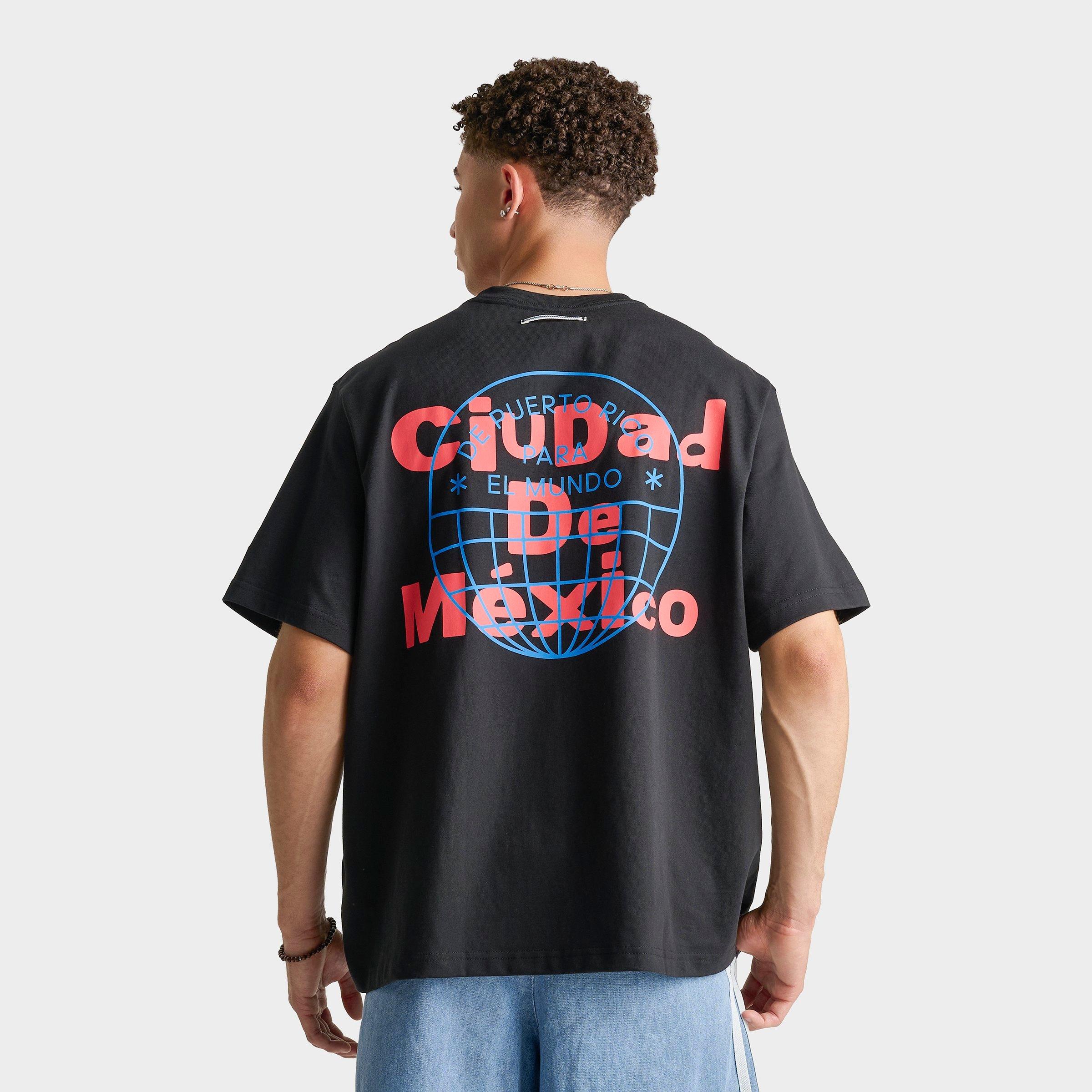 adidas Men's Originals x Bad Bunny DTmF Ciudad de MÃ©xico Graphic Oversized Heavyweight T-Shirt in Black Size: Large