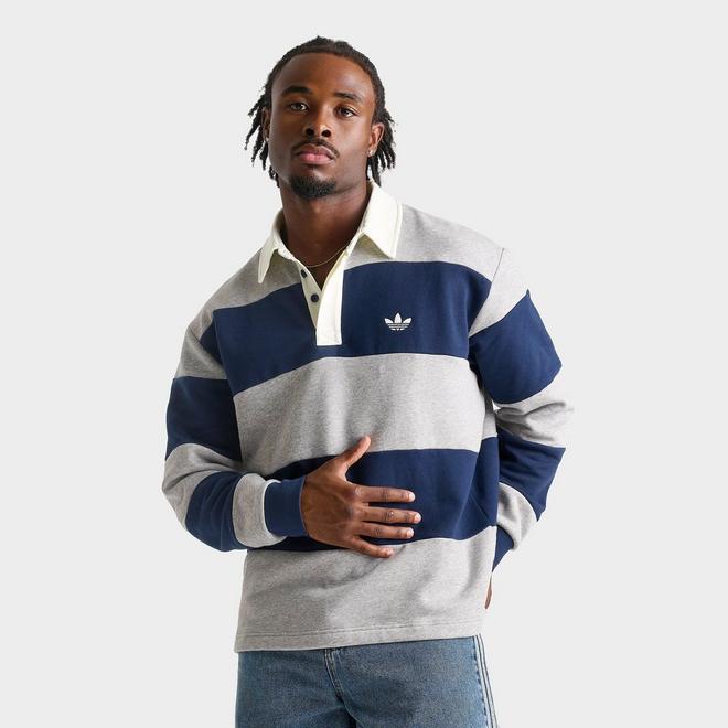 Men's adidas Originals Panel Cut Striped Rugby Shirt