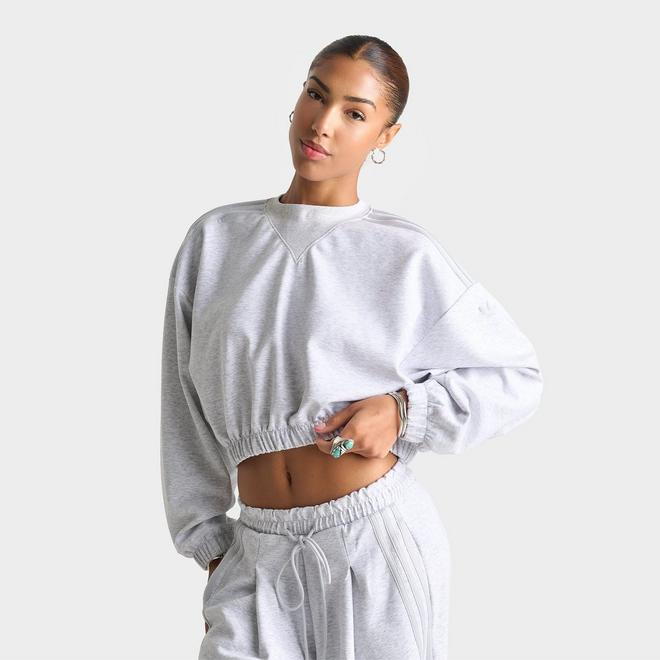 Women's adidas Originals Aura Spacer Oversized Cropped Crewneck Sweatshirt