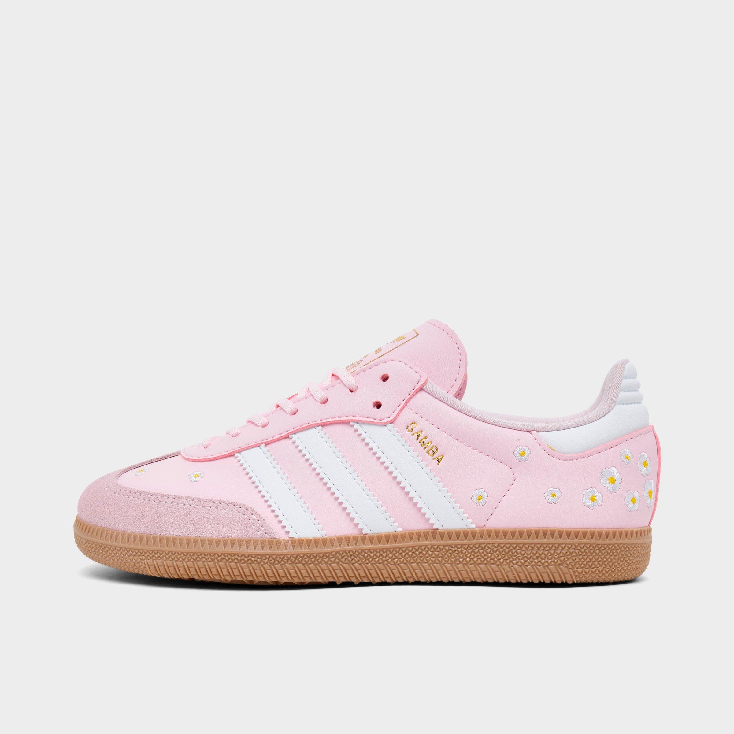 adidas Big Kids Originals Samba OG Casual Shoes in Clear Pink/White Size: 7.0