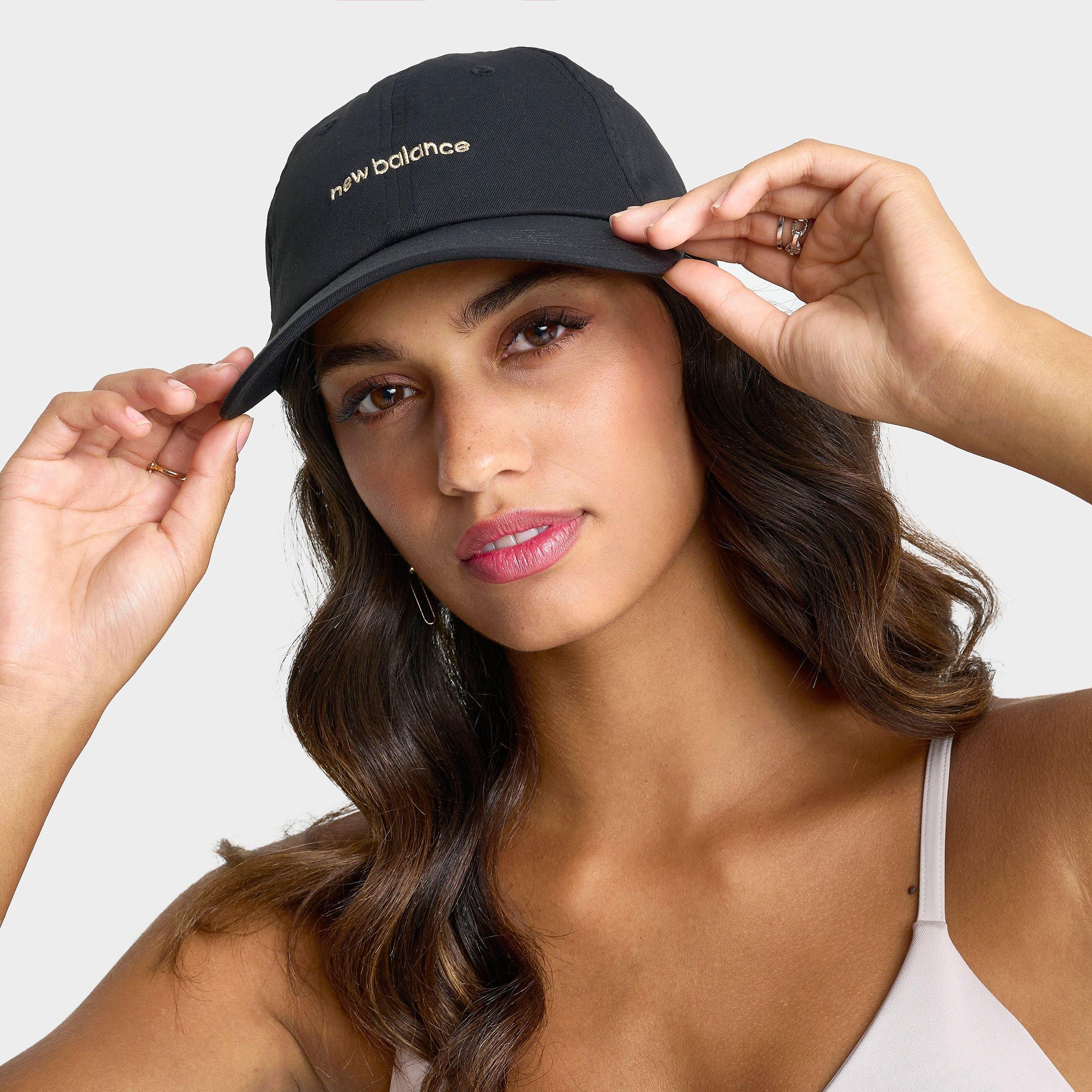 New Balance 6-Panel Linear Logo Strapback Hat in Black