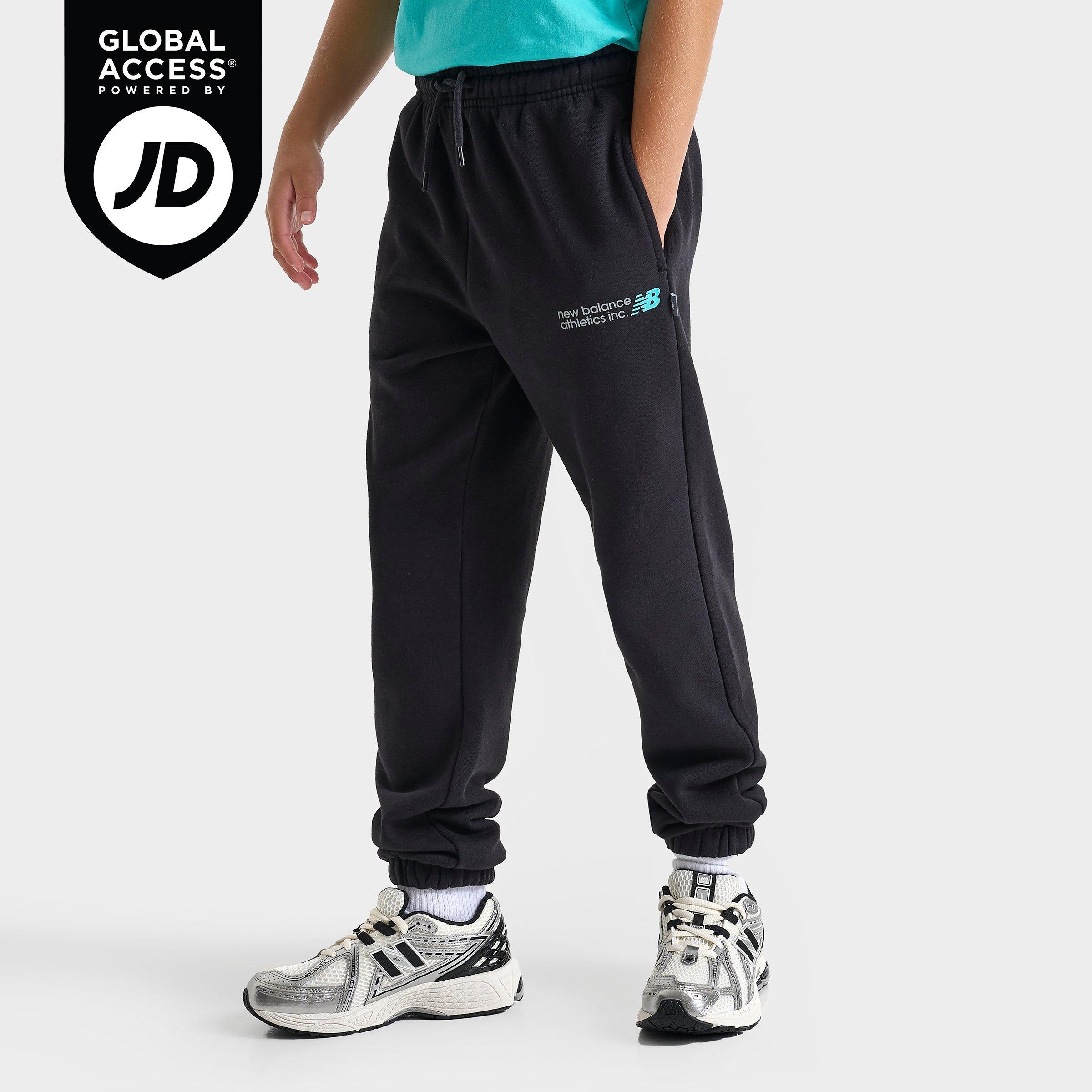 New Balance Big Kids Linear Logo Jogger Pants in Black Size: Small