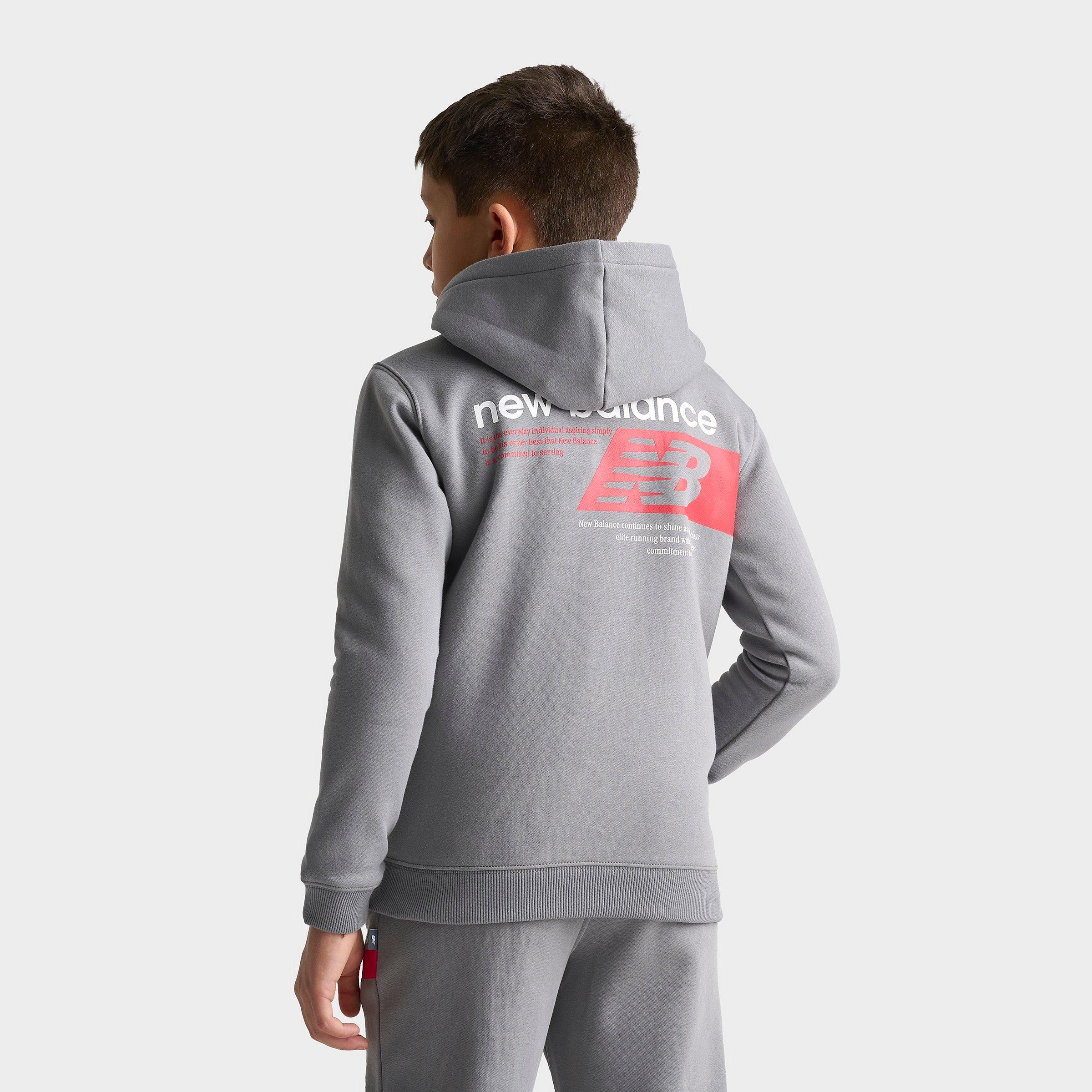 New Balance Big Kids Players Pullover Hoodie in Slate Grey Size: Small