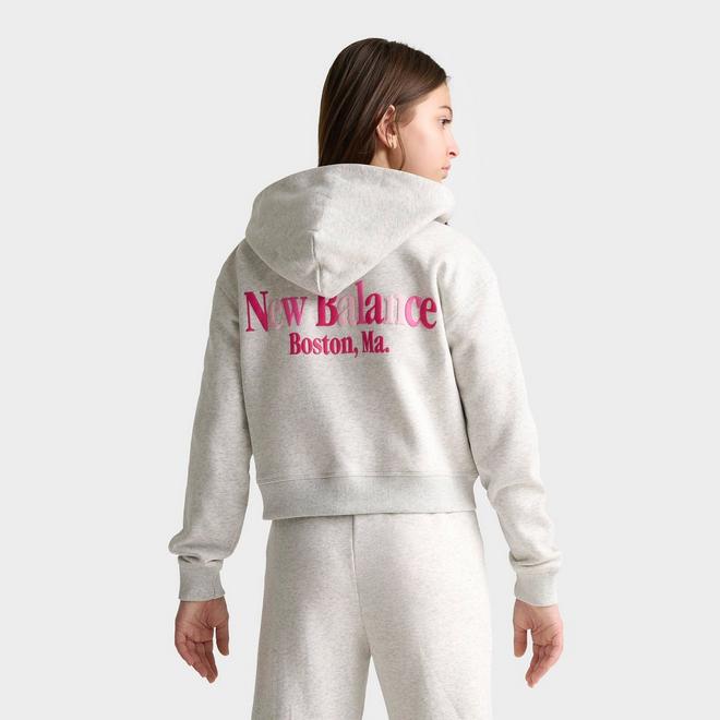 Girls' Big Kids' New Balance Tricolor Cropped Full-Zip Hoodie