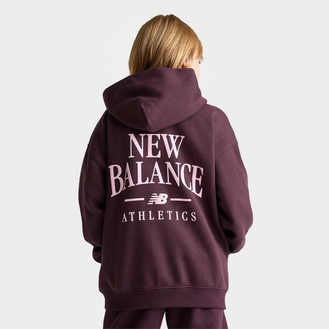 Girls' Big Kids' New Balance Arch Logo Fleece Oversized Pullover Hoodie