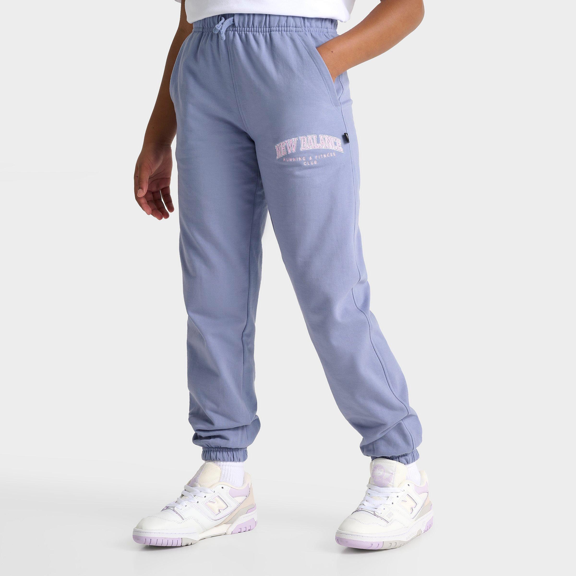 New Balance Girls' Big Kids Club Fleece Jogger Pants in Dusk Shower Size: Small