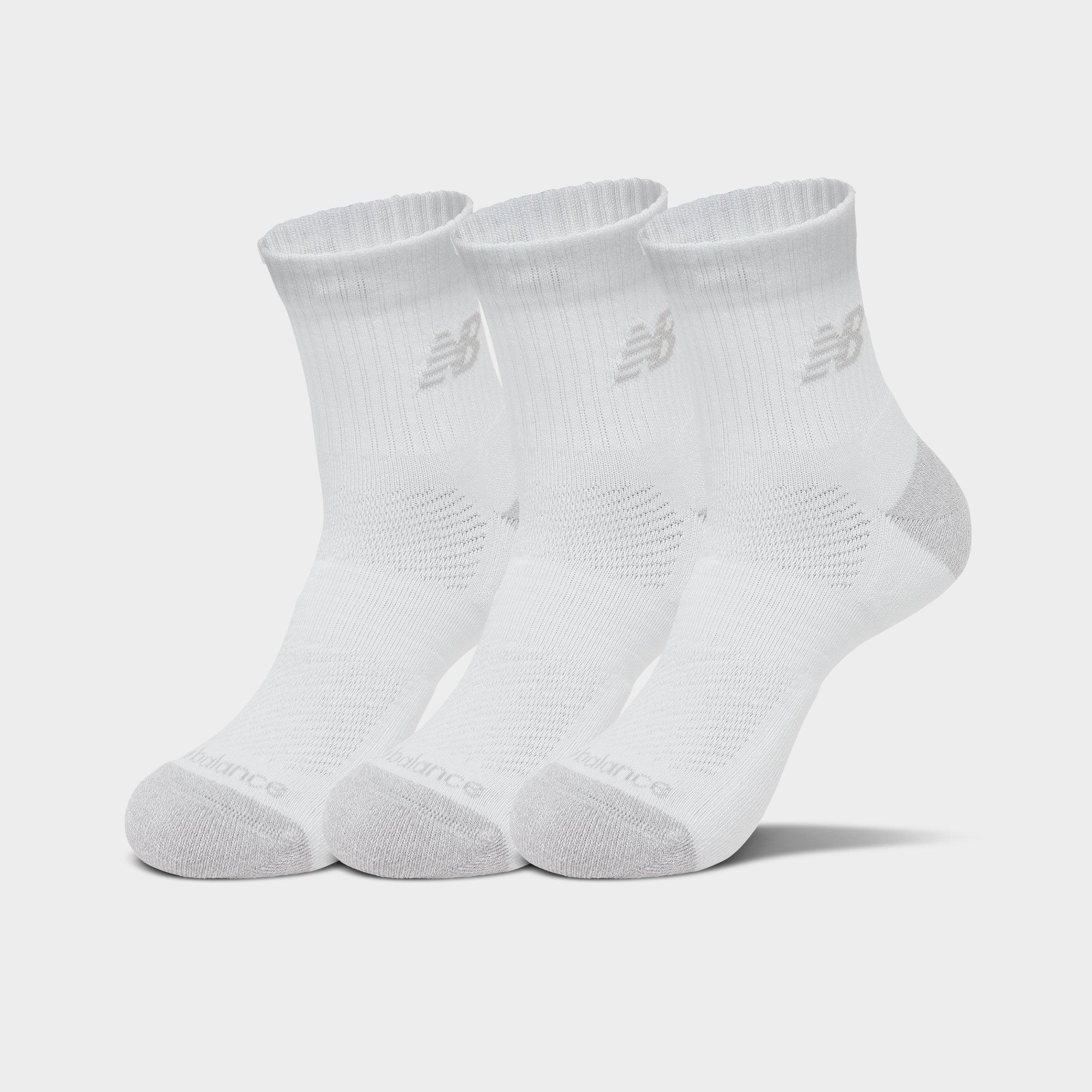New Balance Active Quarter Socks (3-Pack) in Core White Size: Medium