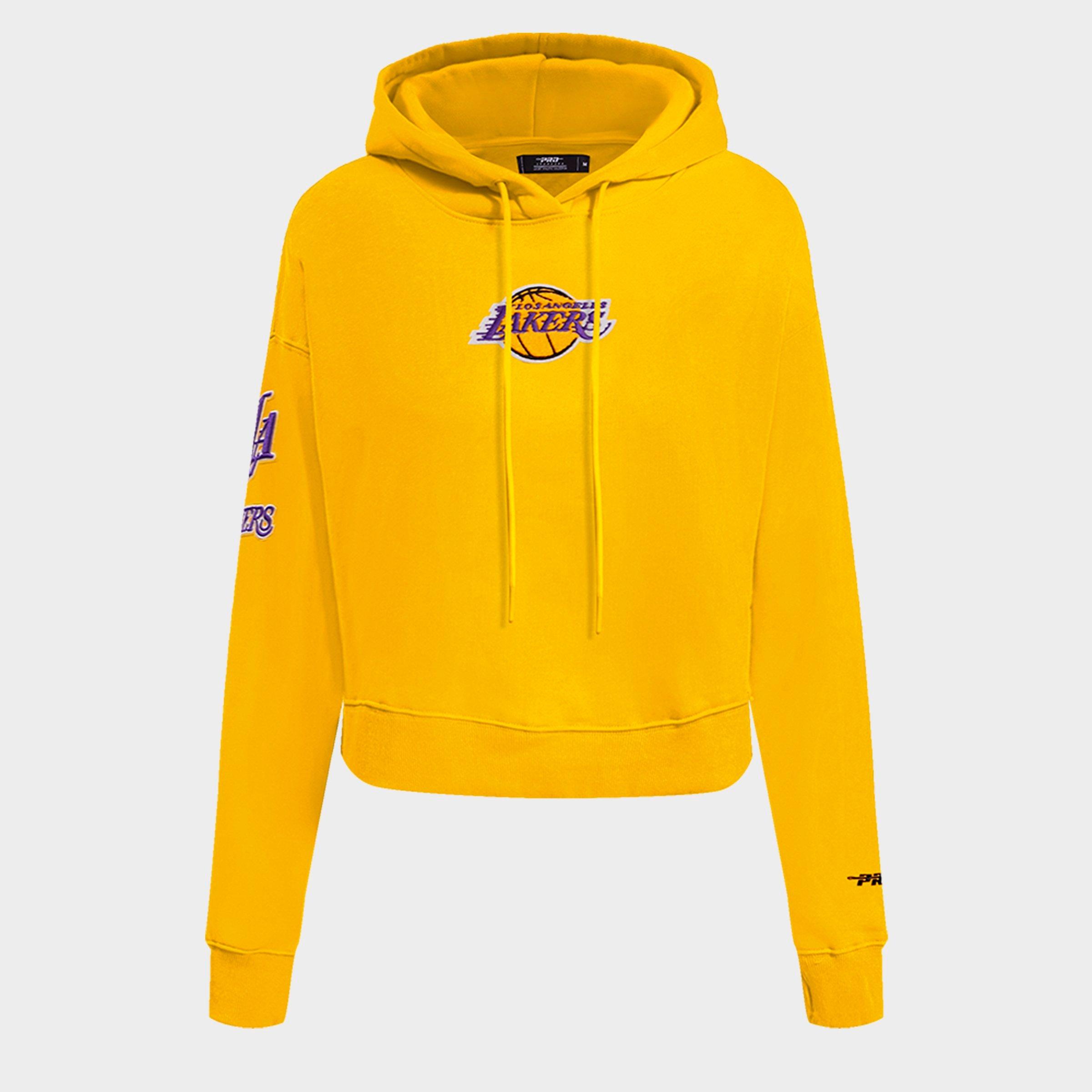 Pro Standard Women's Los Angeles Lakers NBA Classic Fleece Cropped Pullover Hoodie in Yellow Size: XS