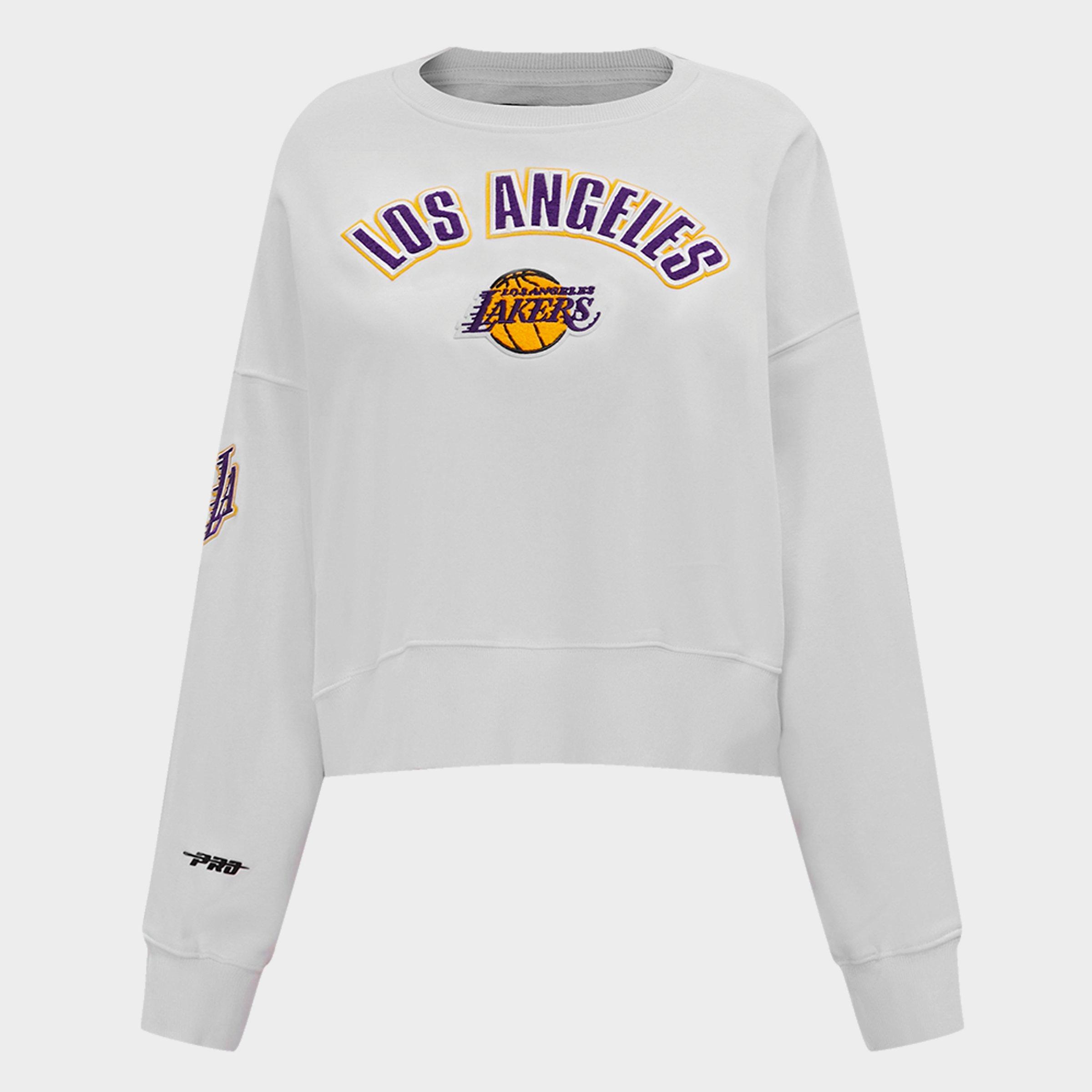 Pro Standard Women's Los Angeles Lakers NBA Classic Fleece Crewneck Sweatshirt in White Size: XS