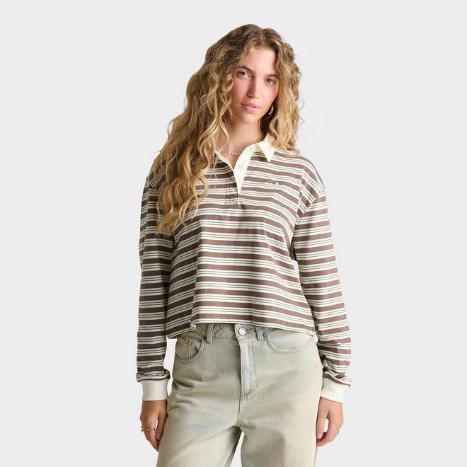 Women's adidas Originals Striped OVZD Long-Sleeve Polo T-Shirt