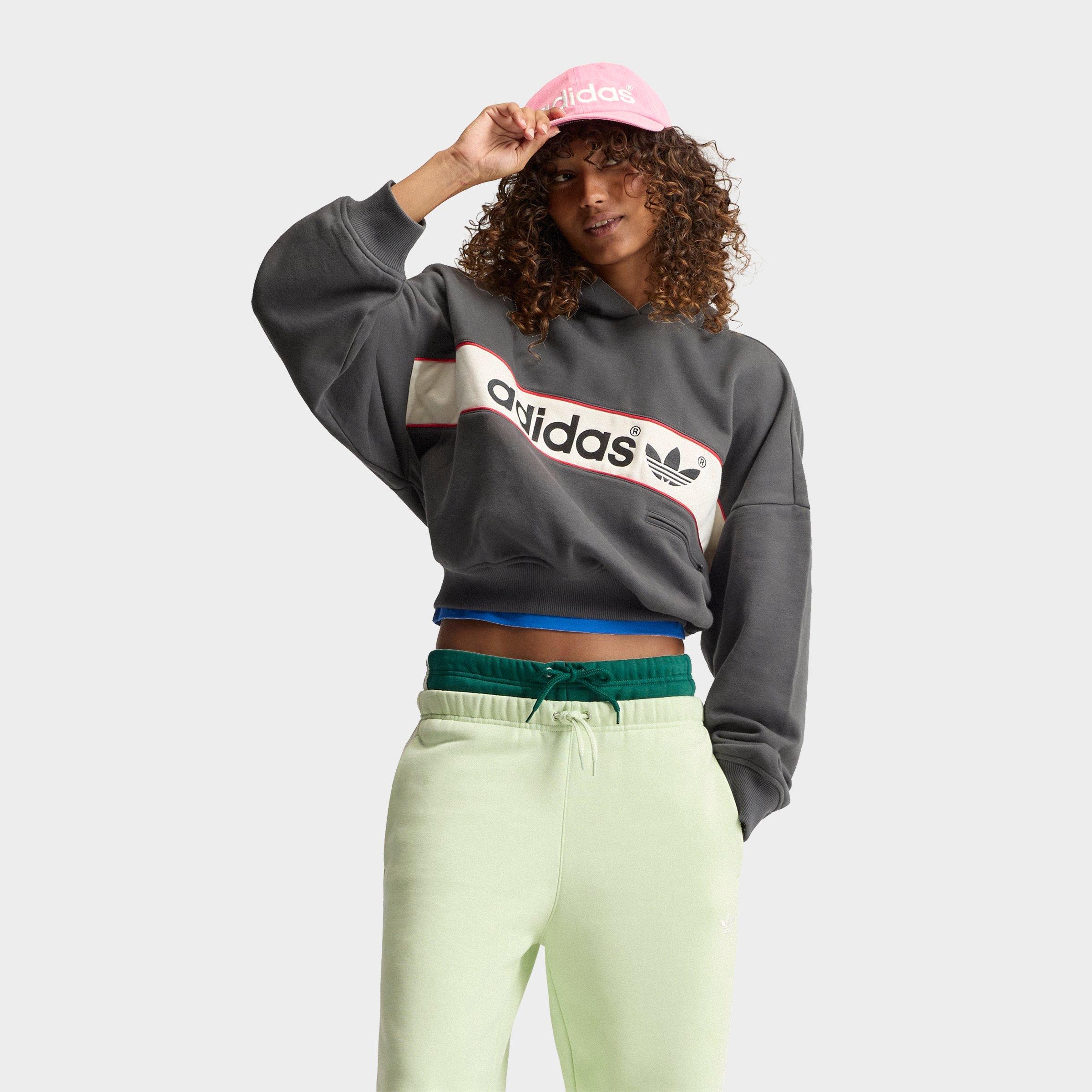 adidas Women's Originals adiSignature NY Fleece Cropped Pullover Hoodie