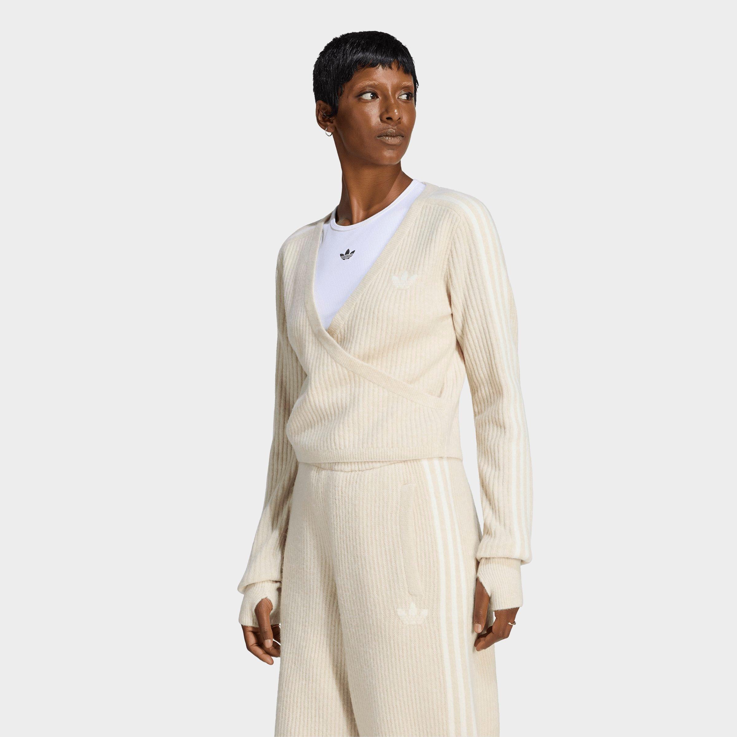 adidas Women's Originals x Jennie adiluna Knitted Wrap-Around Cardigan in Bliss Size: Large