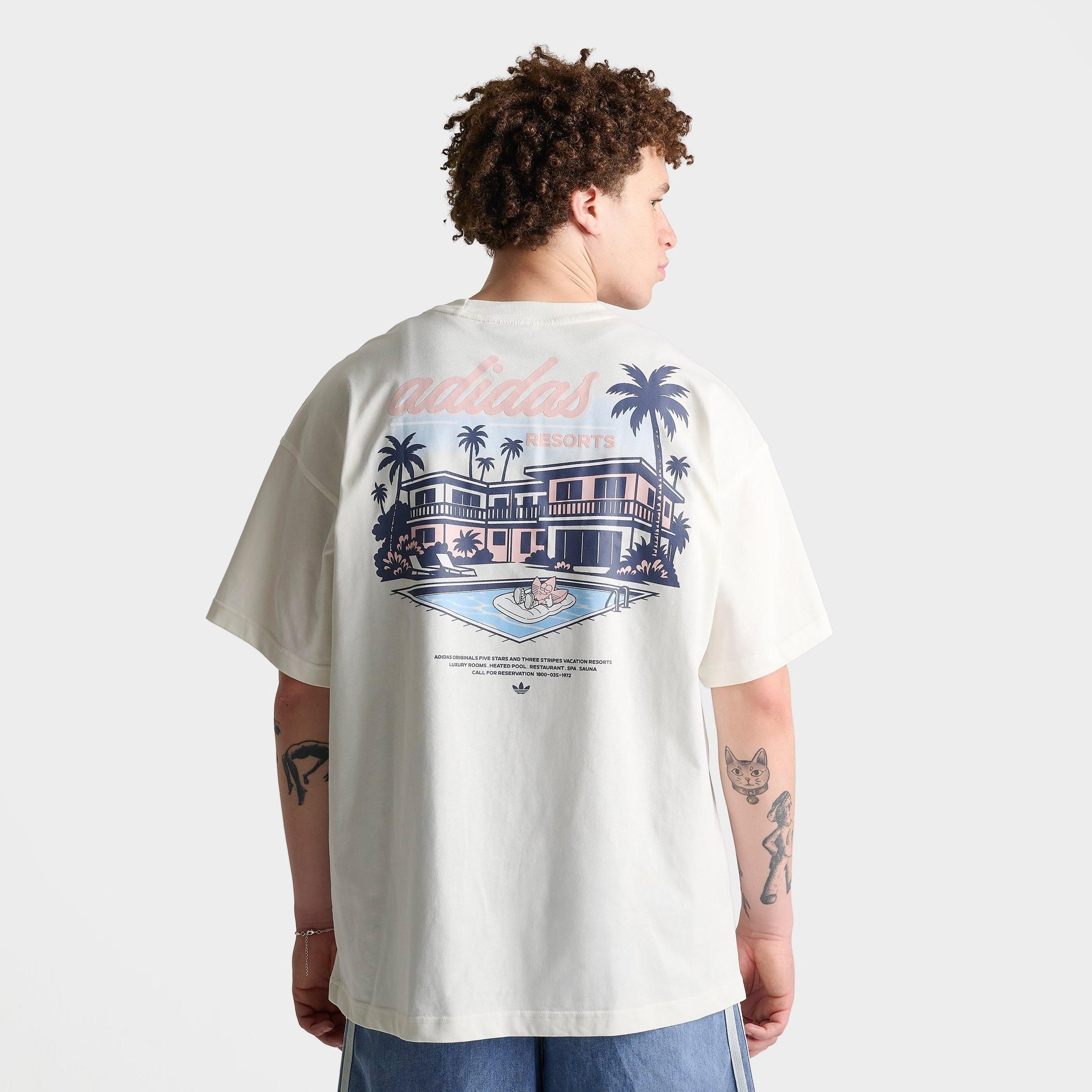 adidas Men's Originals Resort Graphic T-Shirt in Off White Size: 2XL